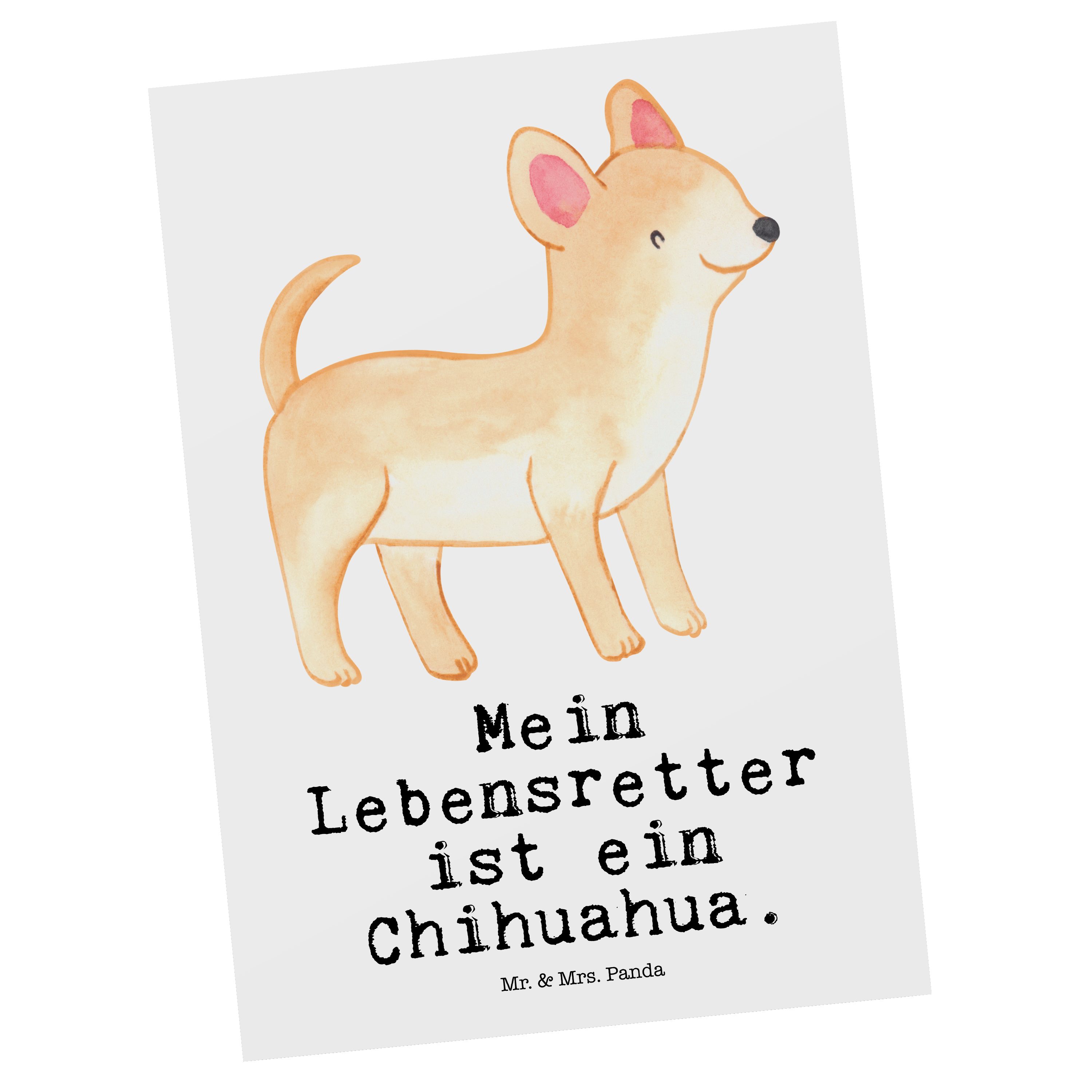 Mr. & Mrs. Panda Postkarte Chihuahua Lebensretter - Weiß - Geschenk, Karte, Grußkarte, Hundebesi