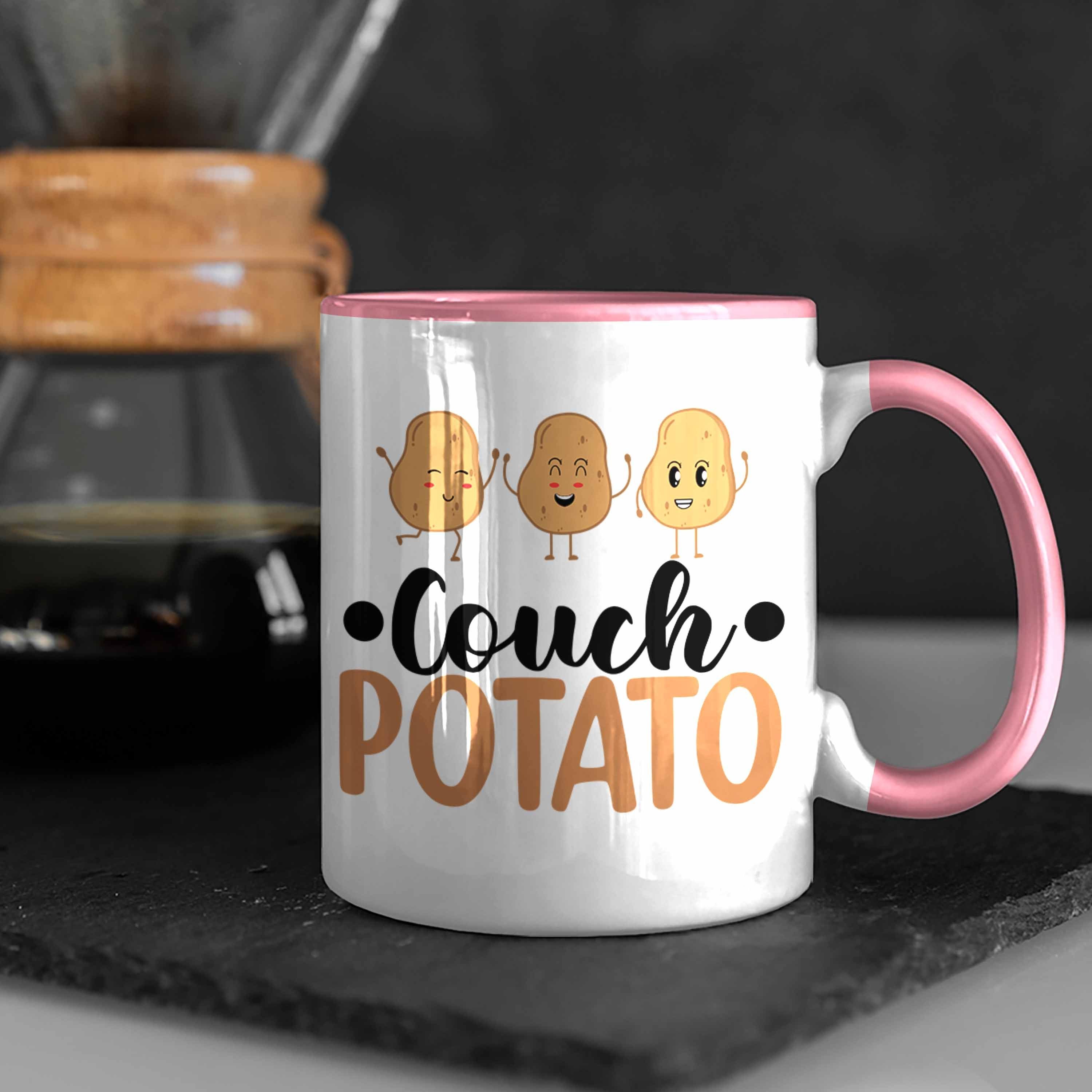 Tasse Rosa Geschenk für Potato Faule Spruch Chiller Tasse für Trendation Lustiger Trendation Sofa - Faulpelz Geschenkidee Couch