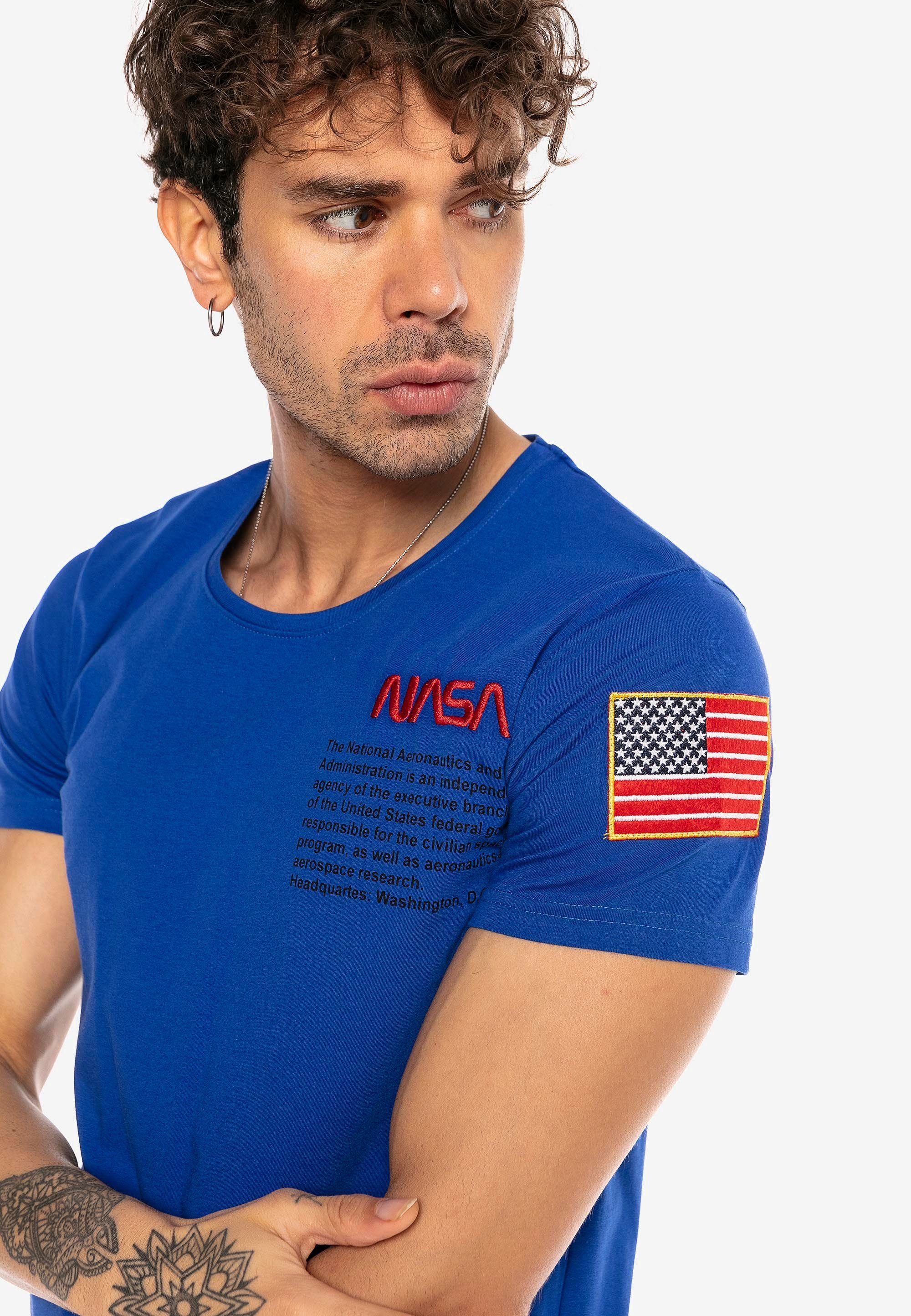 mit gesticktem blau T-Shirt RedBridge NASA-Design Tucson