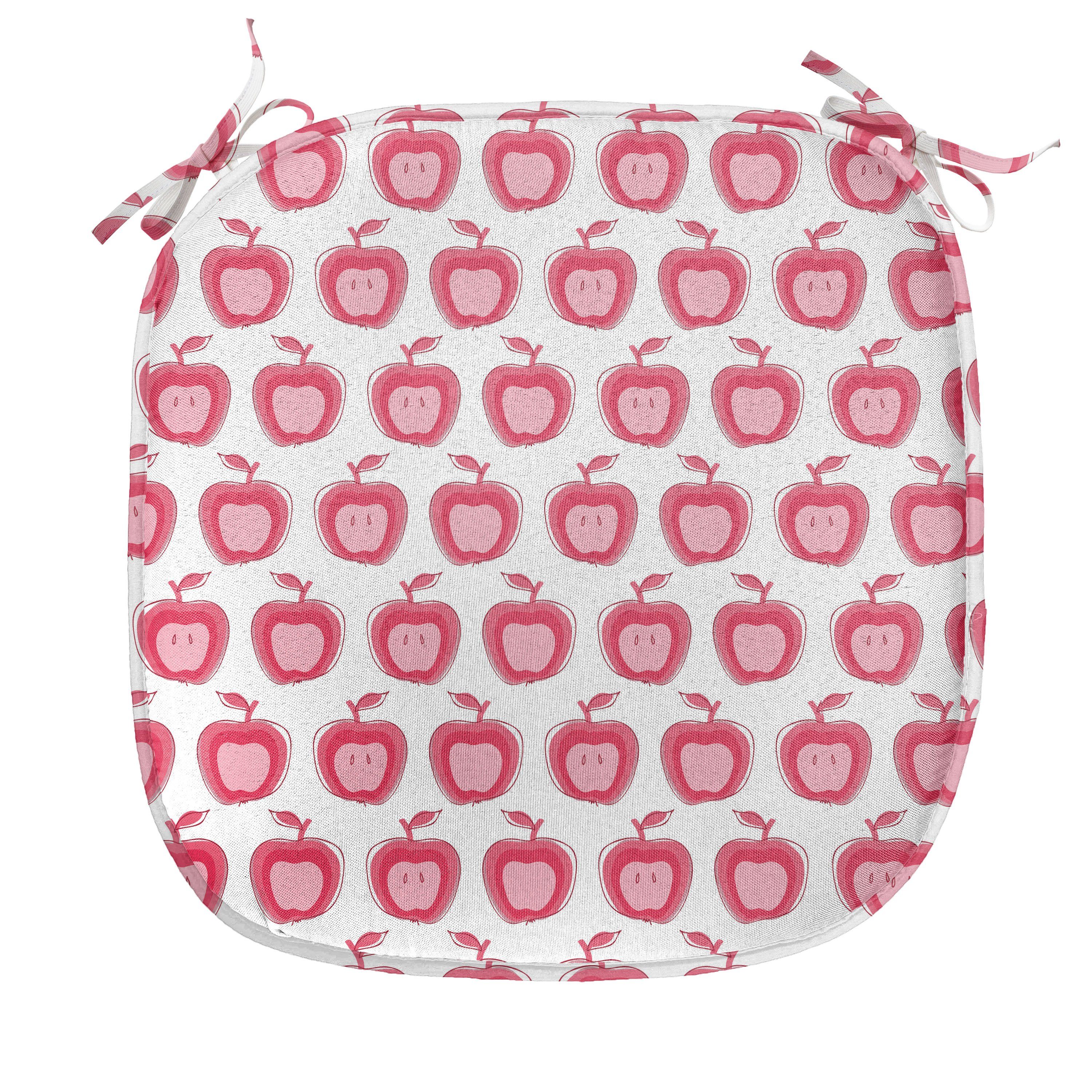 mit für rosa Stuhlkissen Apfel Abakuhaus Küchensitze, Doodle Riemen wasserfestes Mädchen-Muster Kissen Dekoratives