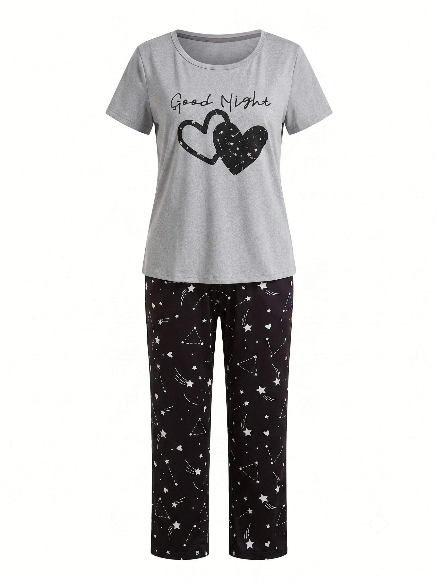 Elegant Love Pyjama Gemütliche Damen-Nachtwäsche & Schlafanzug – ideal als Homewear (Set, 2 tlg., mit Kurzarmshirt & lange Hose) Elegante Loungewear – Pyjama-Se – Bild 2 von 5