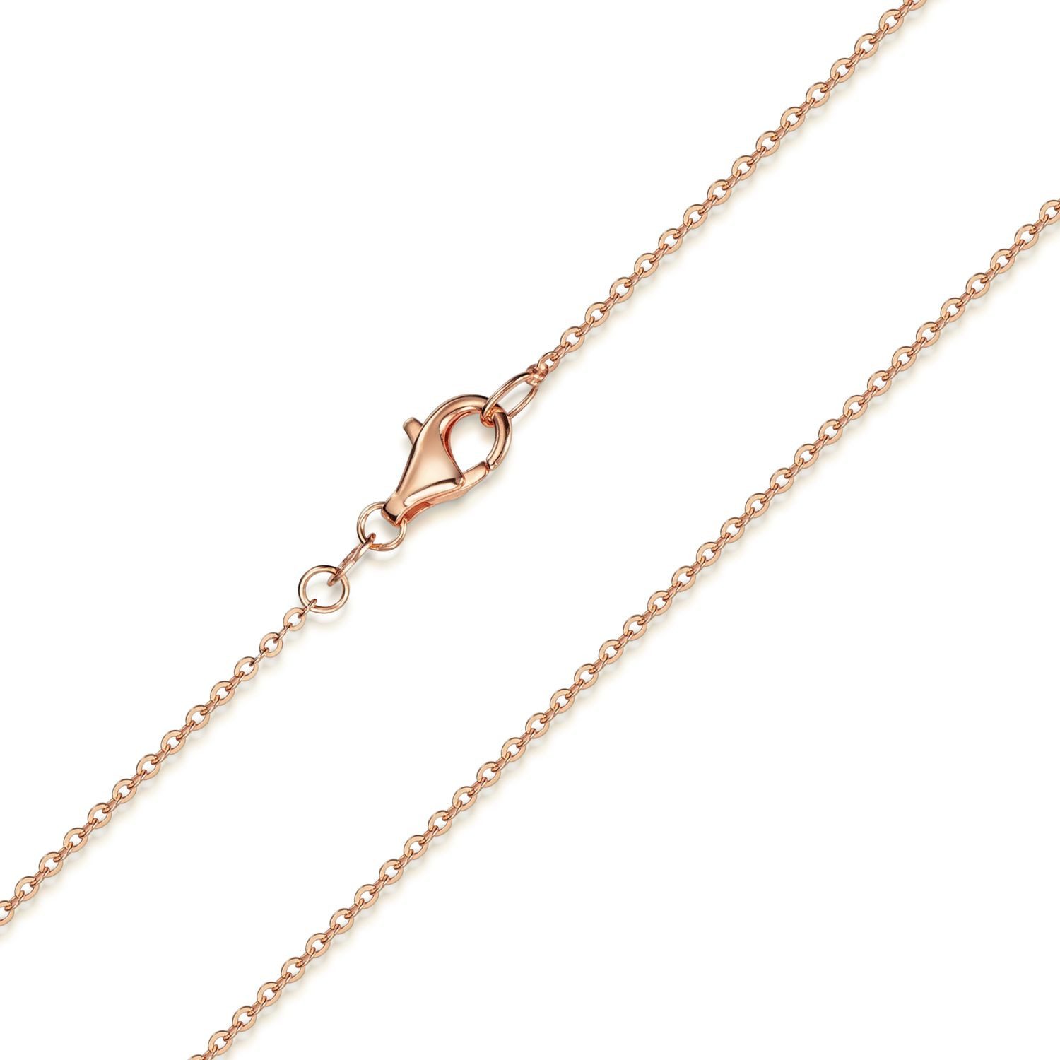 Materia Gliederkette Damen Rosegold Ankerkette Fein 1,2mm K53, Sterlingsilber, rosevergoldet