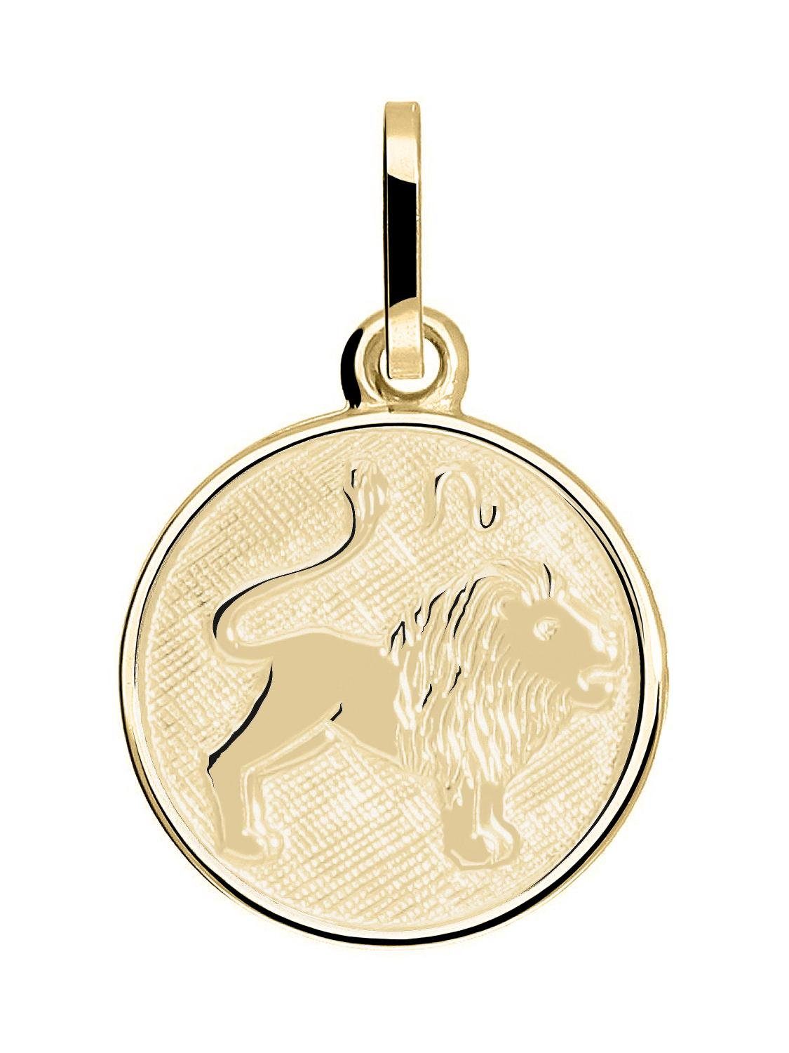 My Gold Sternzeichenanhänger Damen & Kinder Sternzeichen Anhänger Gold 333 Löwe - Zodiac round (Set, 1-tlg., inkl. Schmuckbox), Geschenke