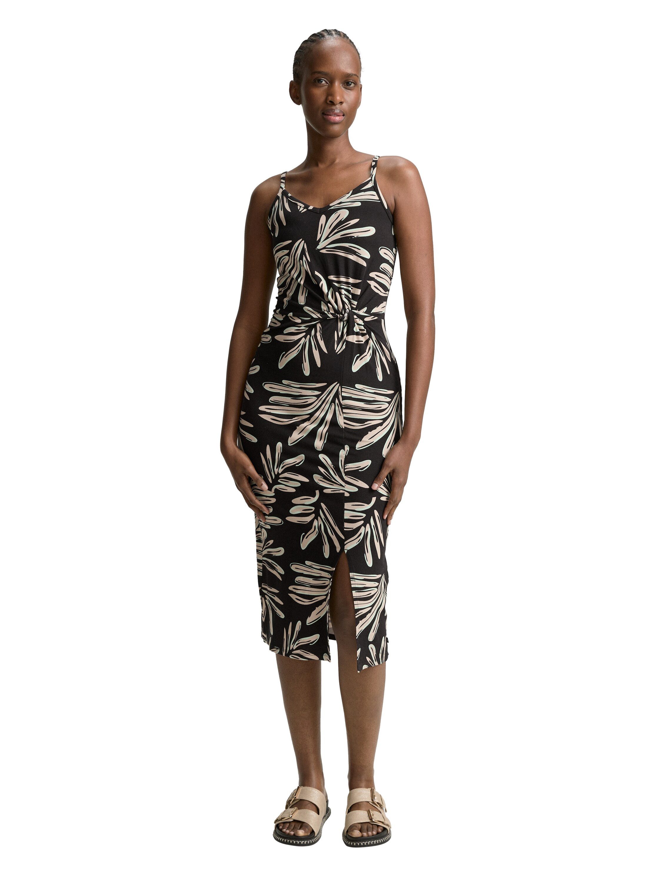 TOM TAILOR Denim Midikleid mit grafischem Muster und Spaghetti-Trägern günstig online kaufen