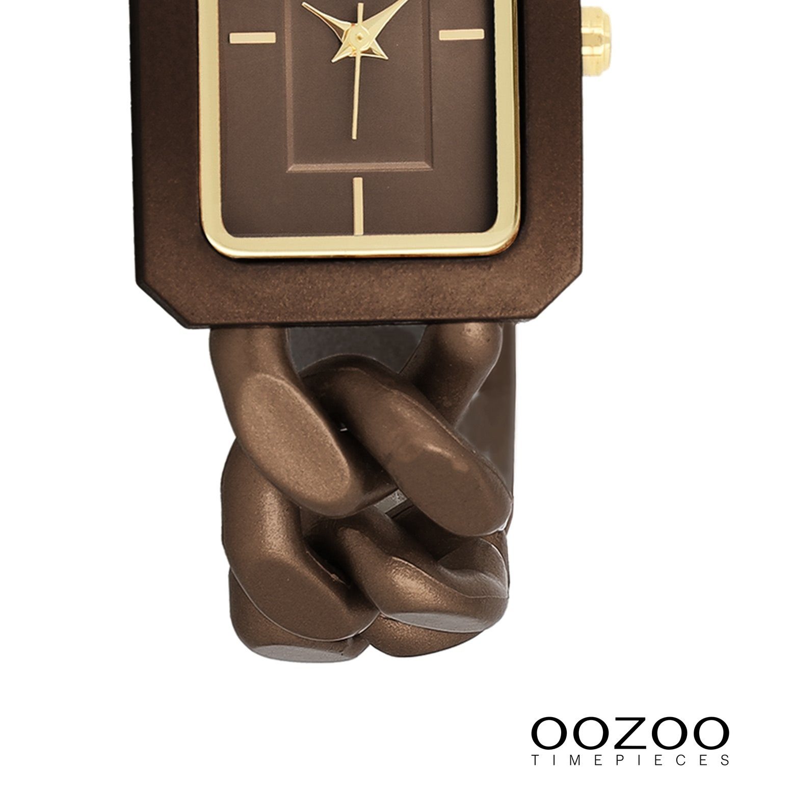 Oozoo Fashion, OOZOO Quarzuhr Analog, Kunststoffarmband, Damenuhr (ca. Armbanduhr rechteckig, Japanisches Laufwerk groß Timepieces 31x24mm) Damen