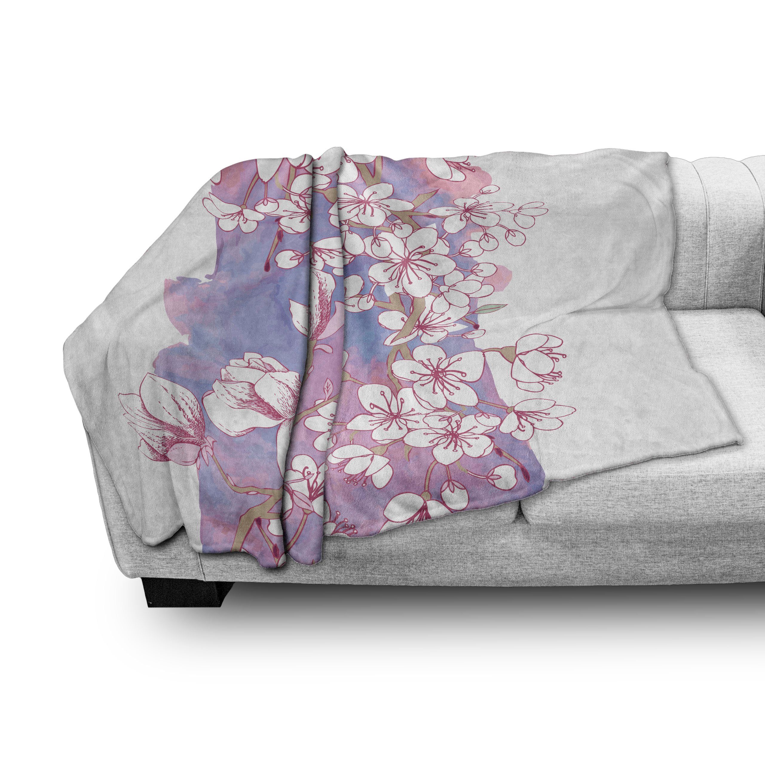 Gemütlicher den Außenbereich, und Wohndecke für Innen- Abakuhaus, Magnolie Plüsch Japanische Frühlings-Blüten