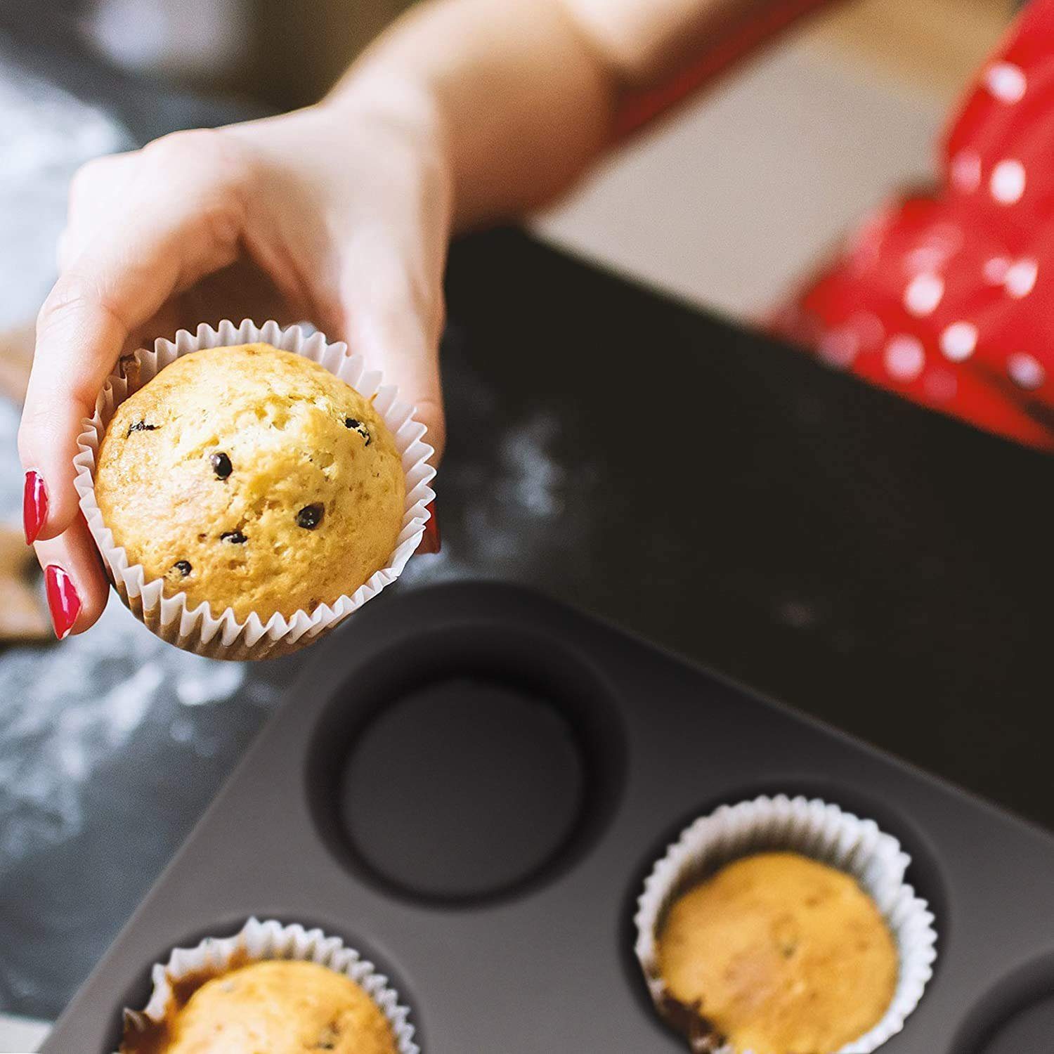 für 12 Silikon Silikon Muffinform kleine Muffins, Mini Muffins Silikon, für Backblech GOURMEO Backform 12
