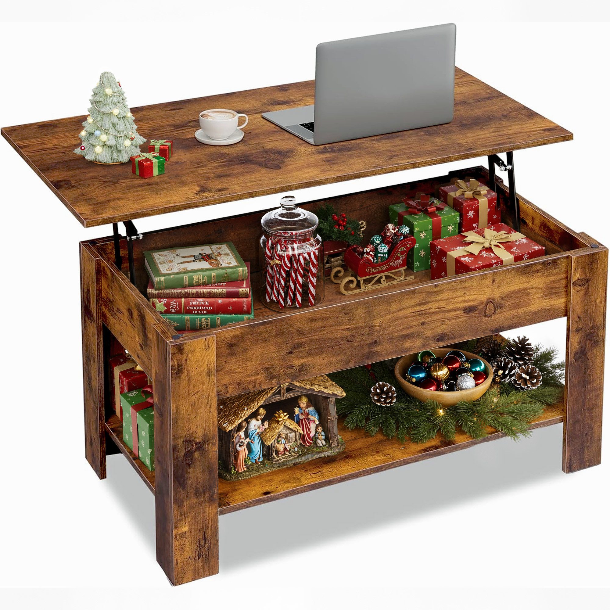 WLIVE Couchtisch Höhenverstellbar und Ausziehbar, Couchtisch Holz mit Staur günstig online kaufen