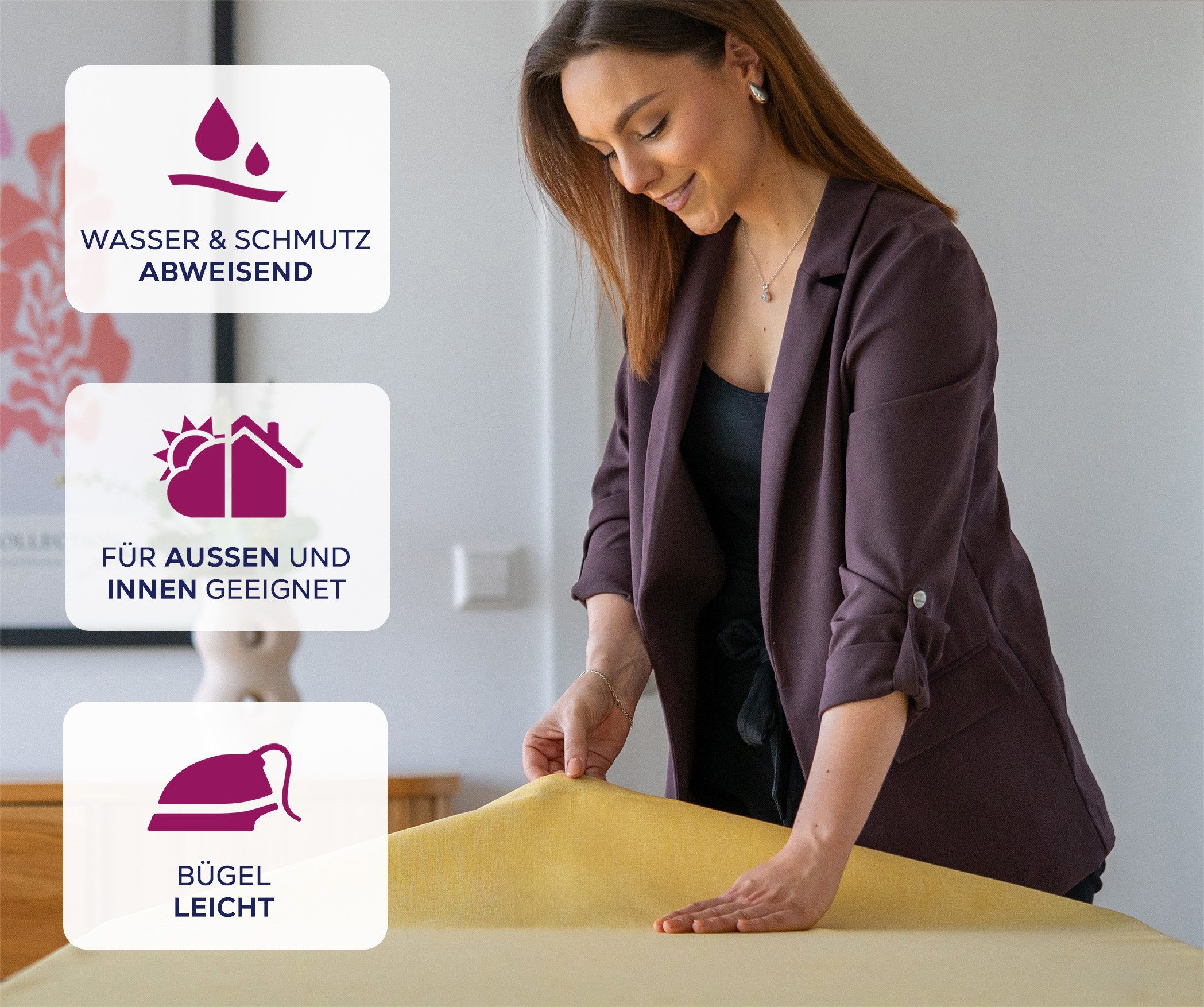 Beautex Tischdecke Fleckenabweisende bügelfreie Tischdecke mit Lotuseffekt, Leinenoptik (1-tlg)