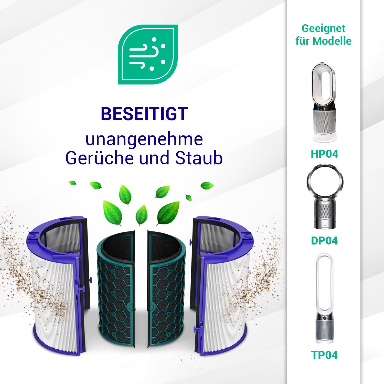 VIOKS Ersatzfilter Luftfilter Filterset Ersatz für Dyson 969048-02, Zubehör für Luftreiniger, Pure Cool DP04 TP04 Pure Hot+Cool HP04 – Bild 3 von 5