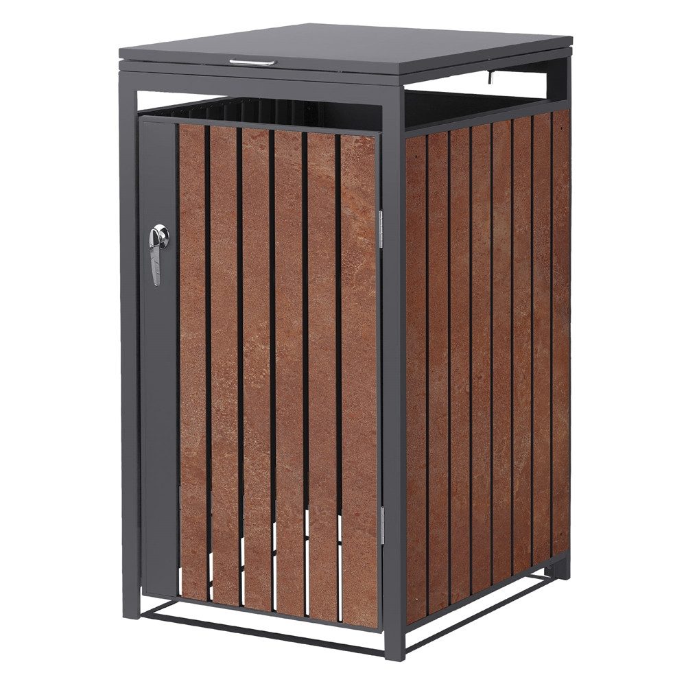ML-DESIGN Mülltonnenbox Müllbox aus Stahl wetterfeste Mülltonnen Verkleidung Mülltonnengarage, Mülltonnencontainer mit Klappdeckel/Tür für 1 Tonne 120 oder 240 Liter
