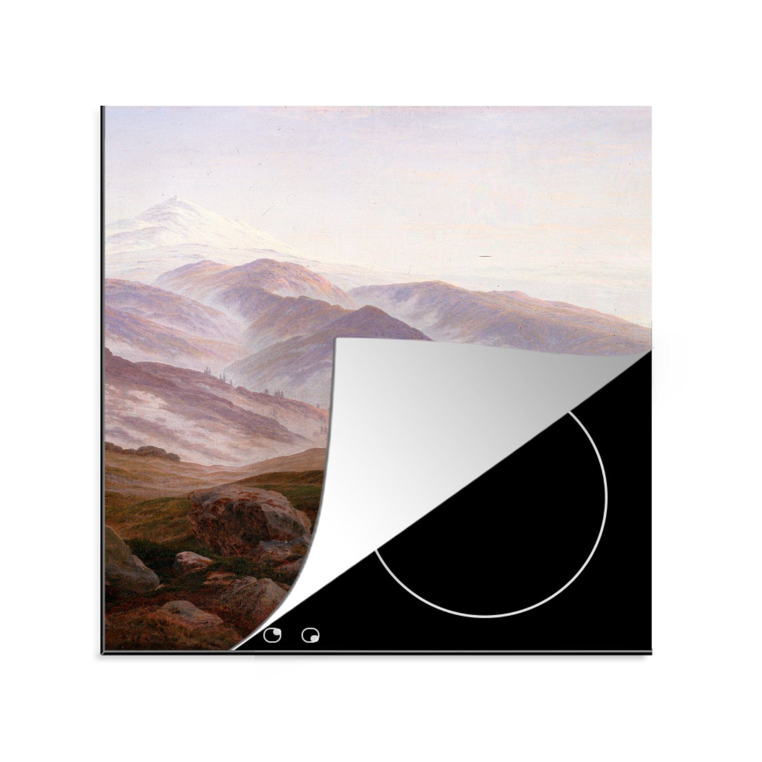 MuchoWow Herdblende-/Abdeckplatte Riesengebirge - cm, Arbeitsplatte Vinyl, Caspar 78x78 Friedrich, für tlg), (1 Ceranfeldabdeckung, küche David