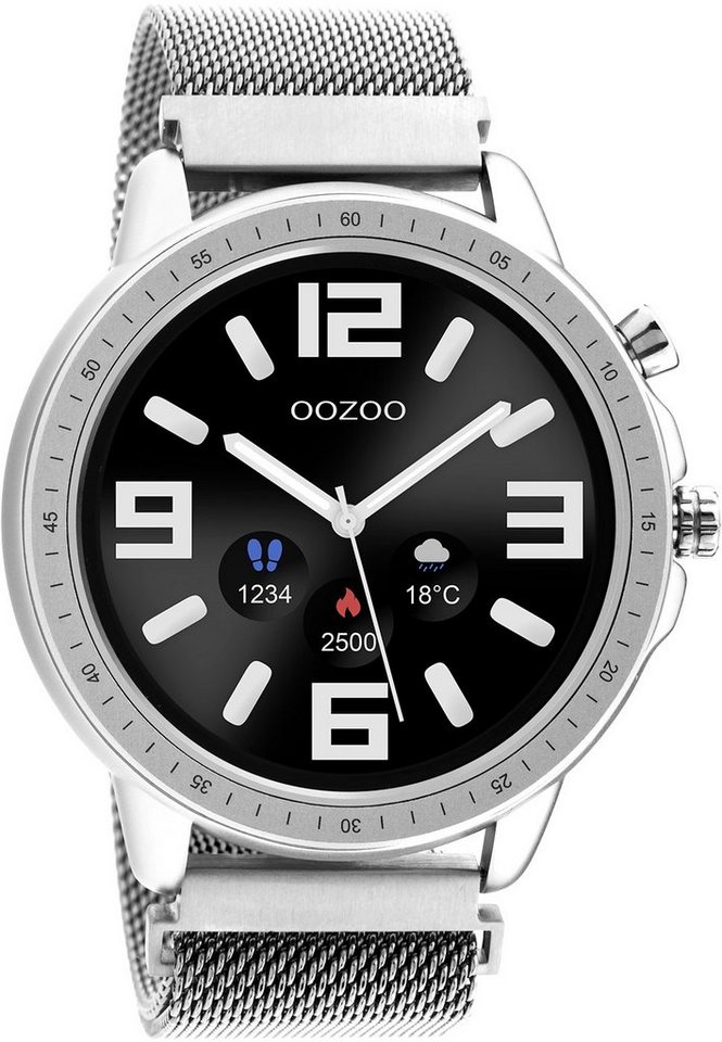 OOZOO Q00305 Armbanduhr Milanaiseband Silberfarben 45 mm Smartwatch