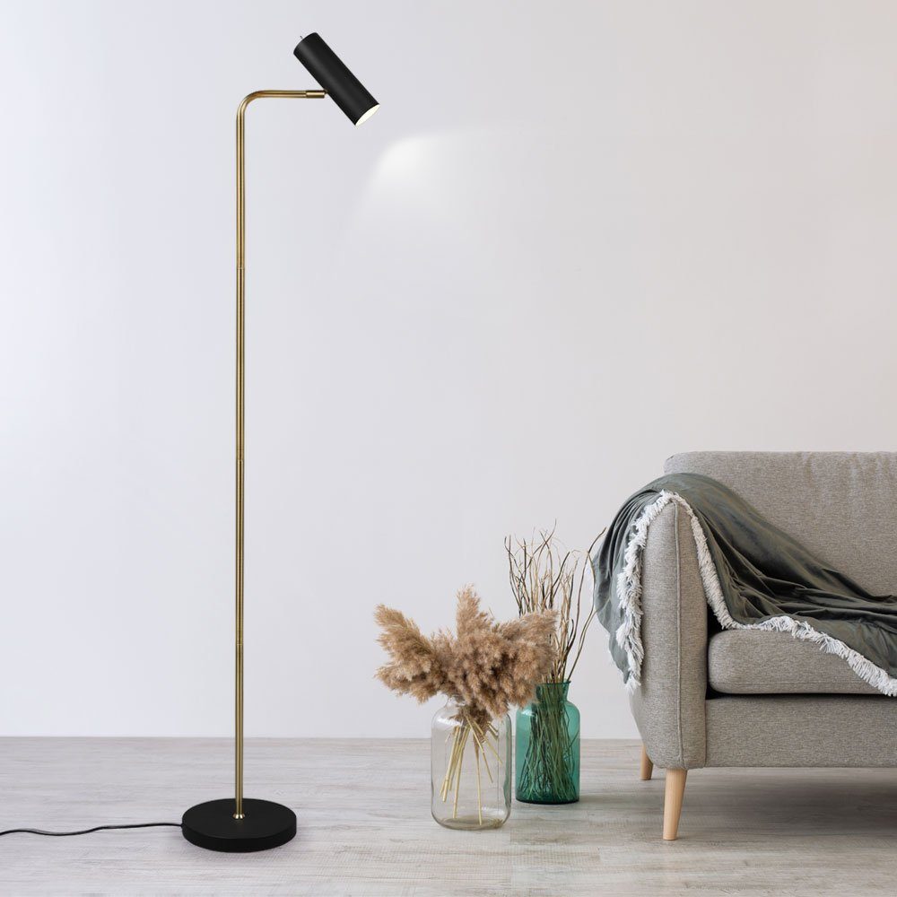 LED Design Stand Strahler Wohn Ess Zimmer Beleuchtung Stoff Steh Lampe schwarz 