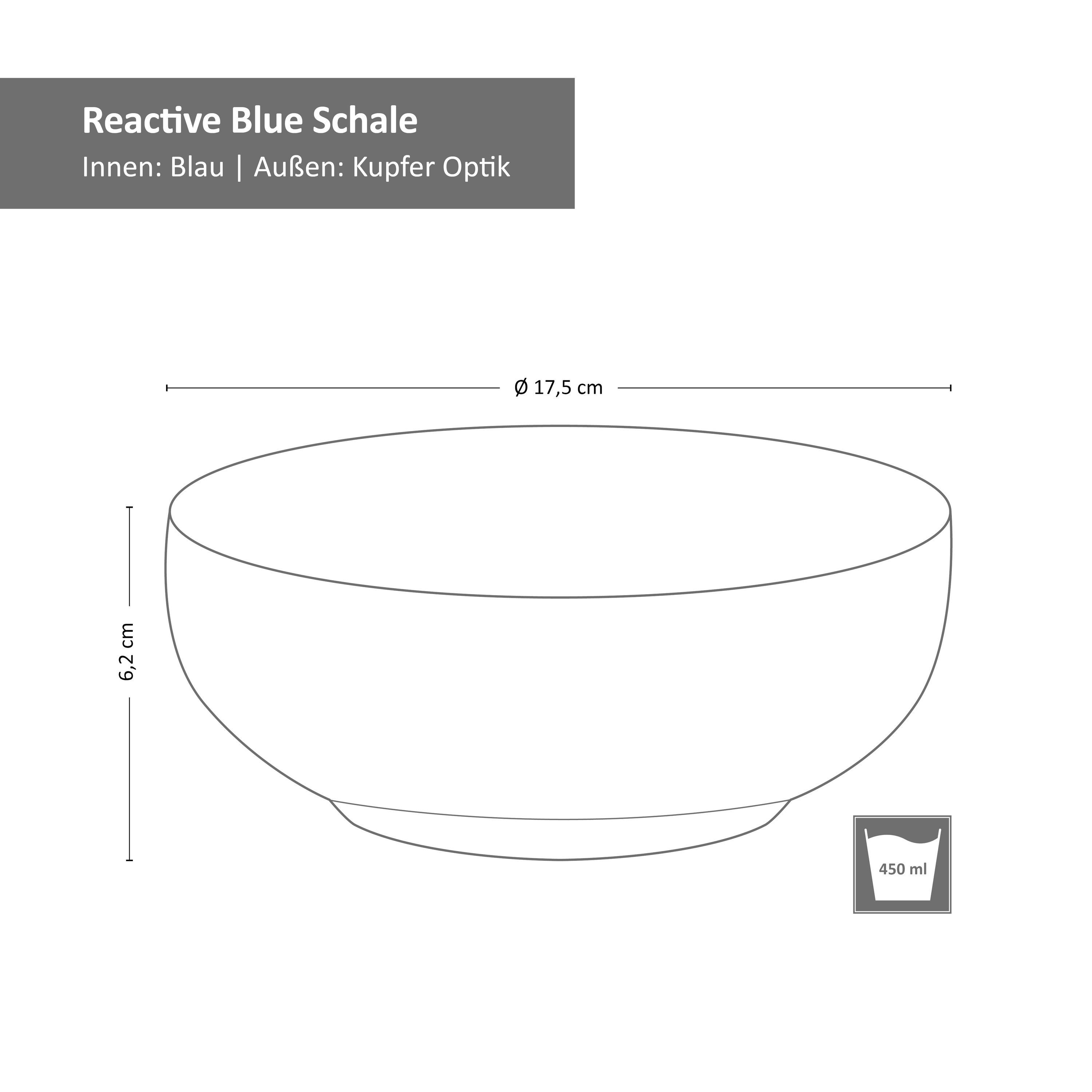 glaze reactive - Set blau 24321855, 17,5 cm MamboCat 6er Santorini Steingut Müslischale Müslischale