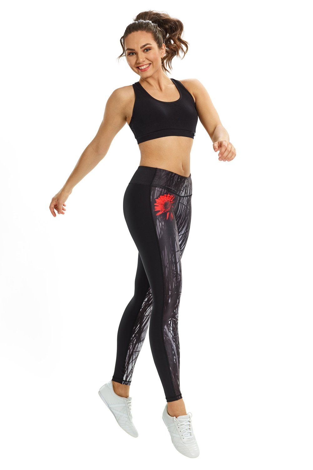 Leggings Winshape mit Kompressionseffekt AEL107-Red-Gerbera leichtem