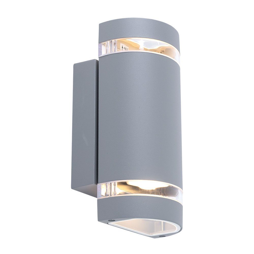 Kanlux Außen-Wandleuchte, Leuchtmittel nicht inklusive, Wand Lampe Leuchte Beleuchtung Outdoor ALU Druckguss grau halbrund
