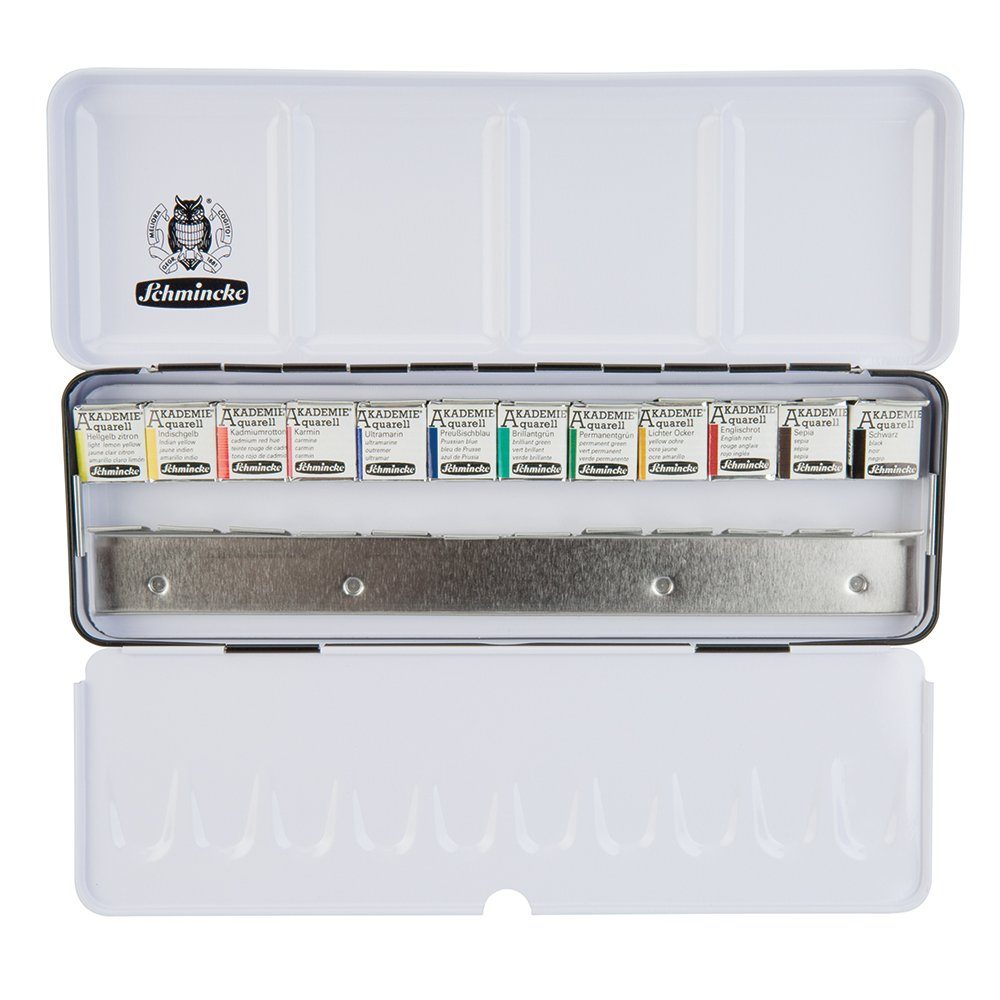 Schmincke Kreativset AKADEMIE Aquarellkasten Metallkasten mit 12 halben Näpfen (75412), (12-tlg)