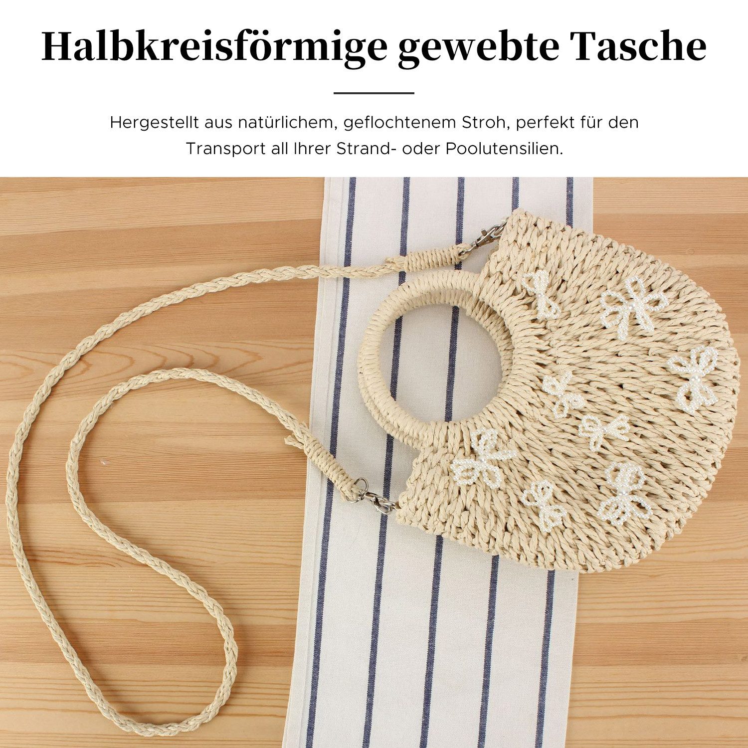 Refttenw Strandtasche Damen Stroh-Tragetasche,Handtasche mit Schleife,Bohem günstig online kaufen