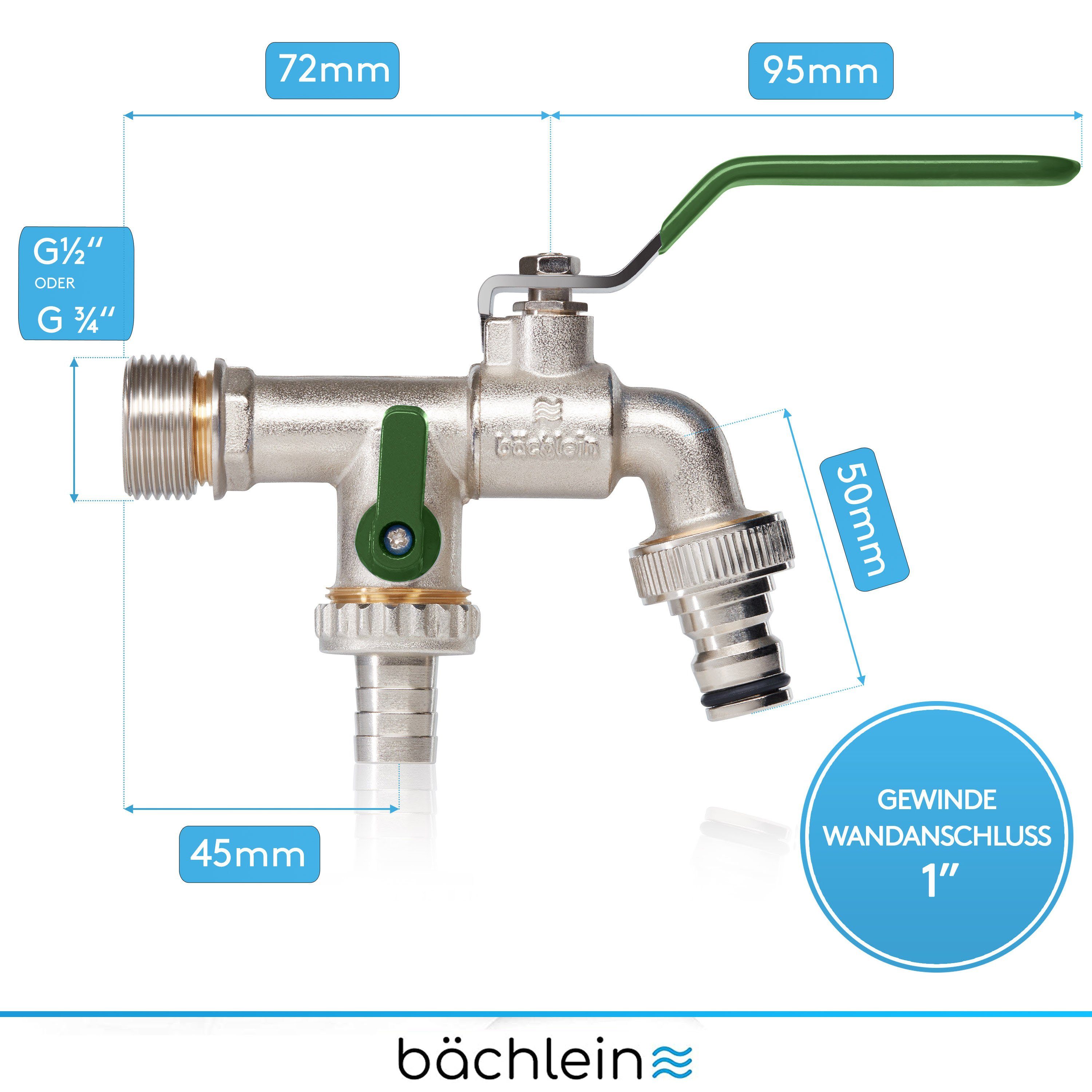 Bächlein Auslaufventil Doppel-Wasserhahn für den Garten