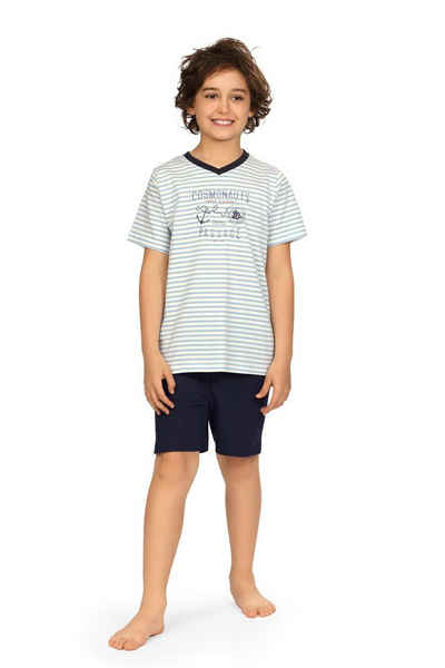 Comte Schlafanzug Comte Kids (Set, 2 tlg., Set) Jungen Schlafanzug Pyjama Kurzarm Streifen Baumwolle