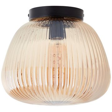 Lightbox Deckenleuchte, ohne Leuchtmittel, Deckenlampe, Riffelglas, 22 x 25 cm, E27, Amber-Bernsteinfarben