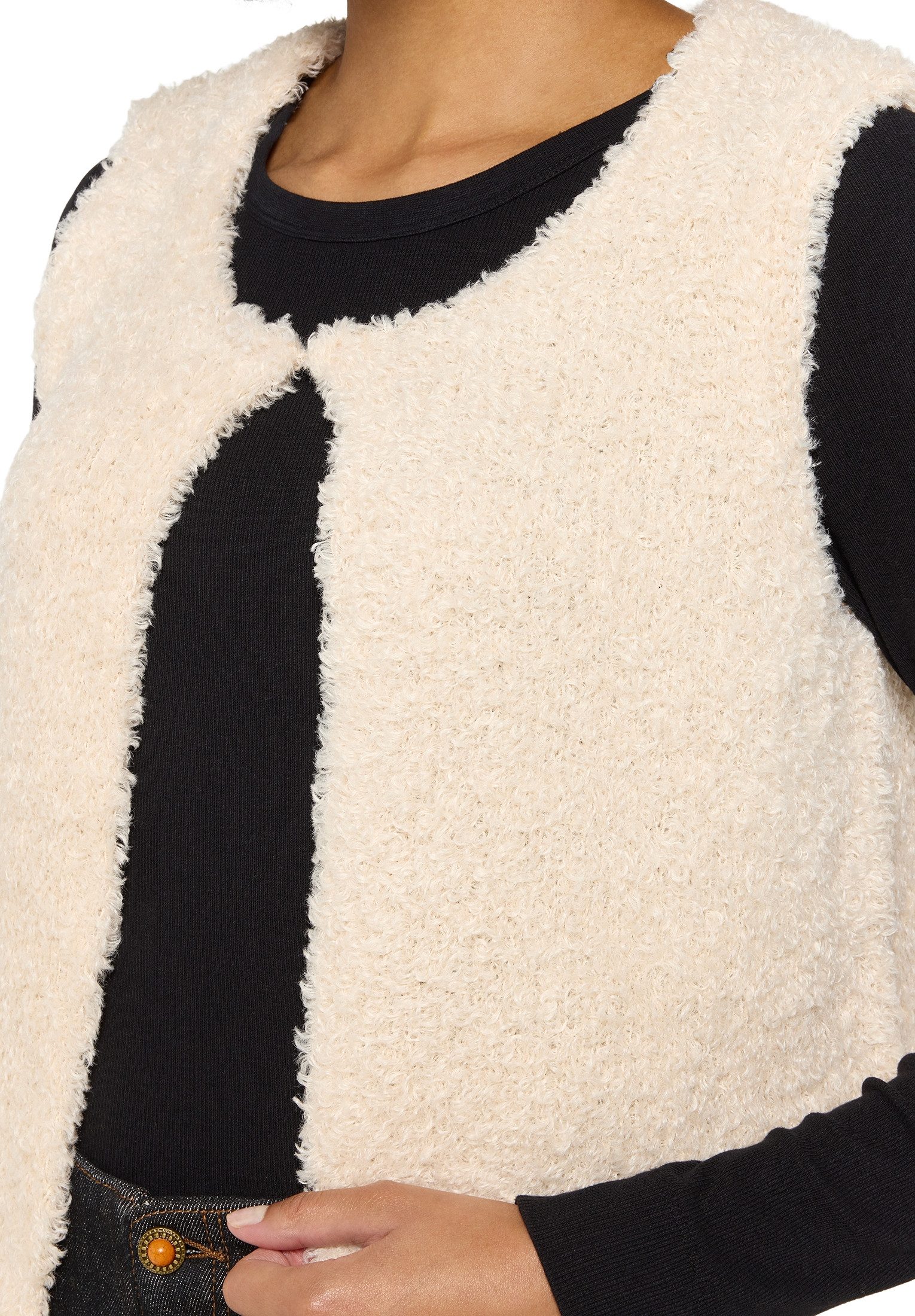 Cartoon Strickjacke Damen mit Rundhalsausschnitt (1-tlg)