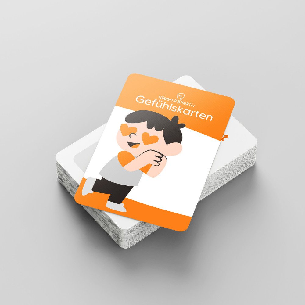 ideen.kollektiv Lernspielzeug Gefühlskarten Set – 28 Emotionskarten & 4 doppelseitige Symbolkarten (für Coaching, Therapie & Pädagogik, Mehrsprachige Gefühls-Visualisierung für Teambuilding & Gruppenarbeit)