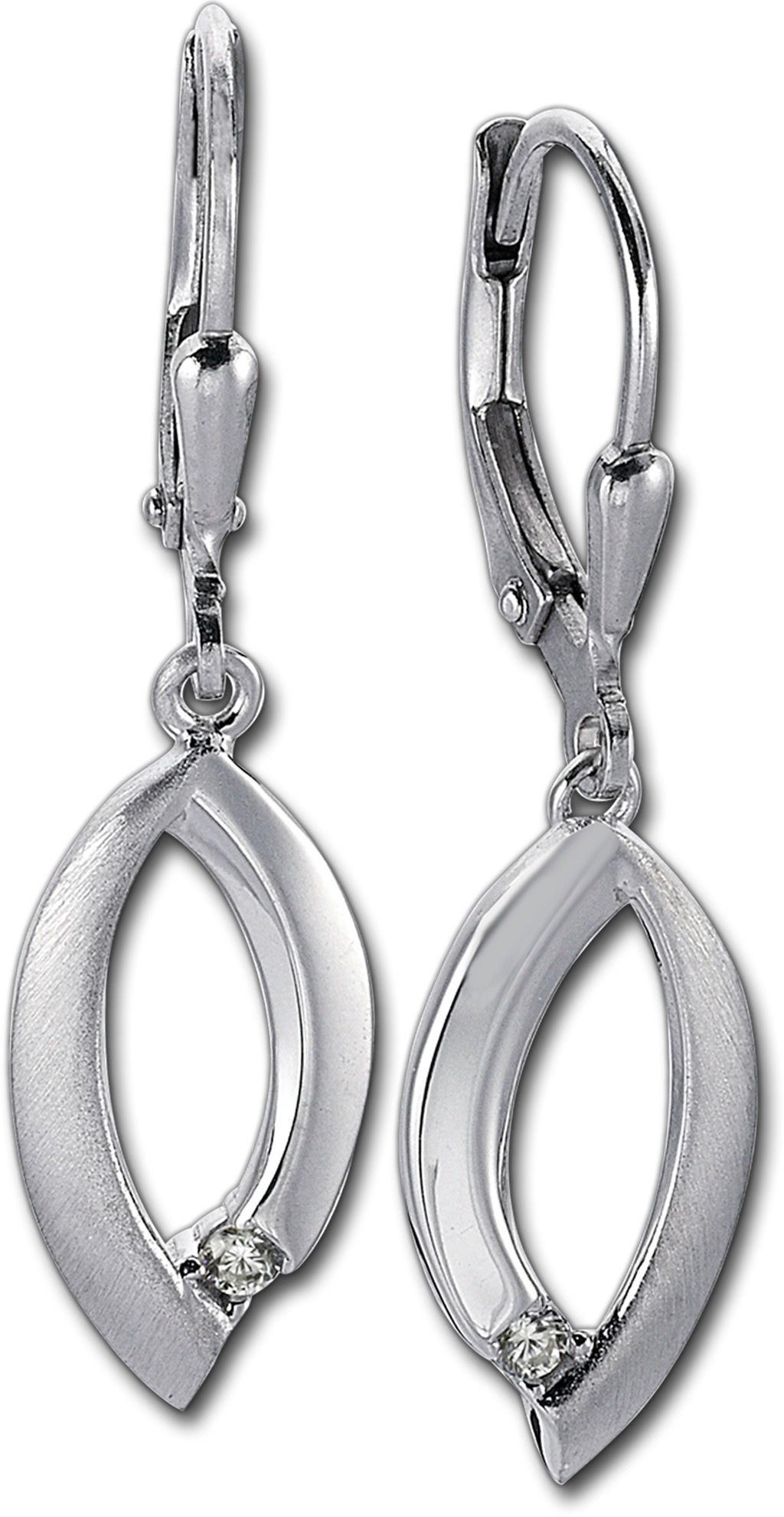 matt Damen - Ohrhänger Ohrringe Damen 925 Sterling aus Blatt (Ohrhänger), Länge poliert ca. Paar Silber, 3,4cm Ohrhänger Balia Balia