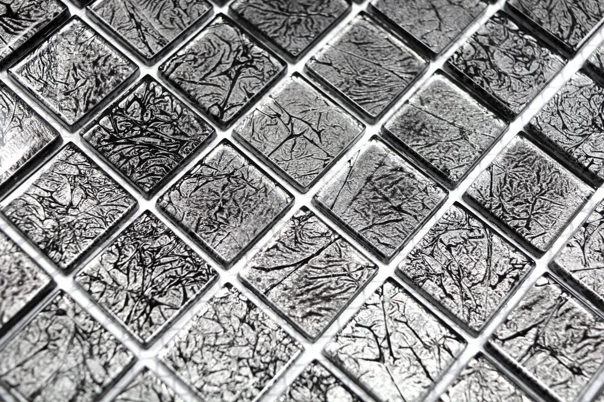 schwarz Matten Crystal Glasmosaik glänzend Mosani 10 / Mosaikfliesen Mosaikfliesen
