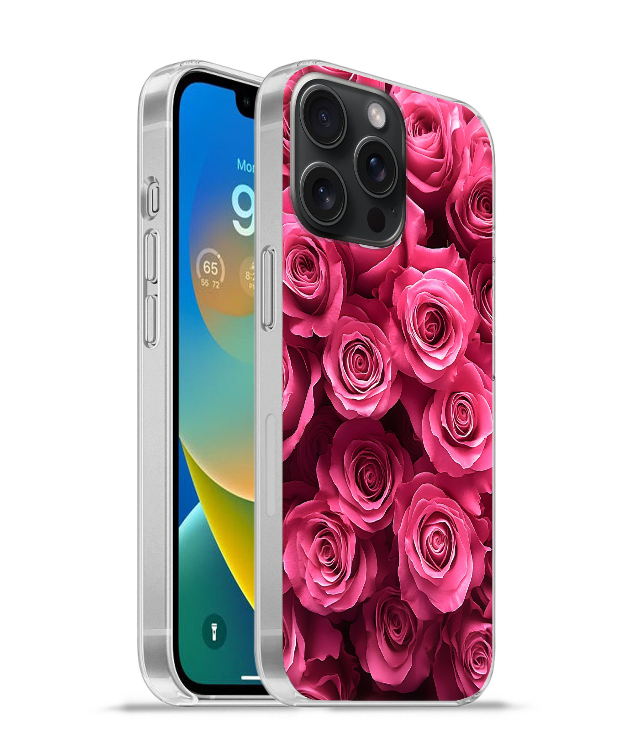 MuchoWow Handyhülle für Apple iPhone 15 Pro Max Rosen - Rosa - Blume, Smartphone-Bumper, Print, Handy Schutzhülle Dünn