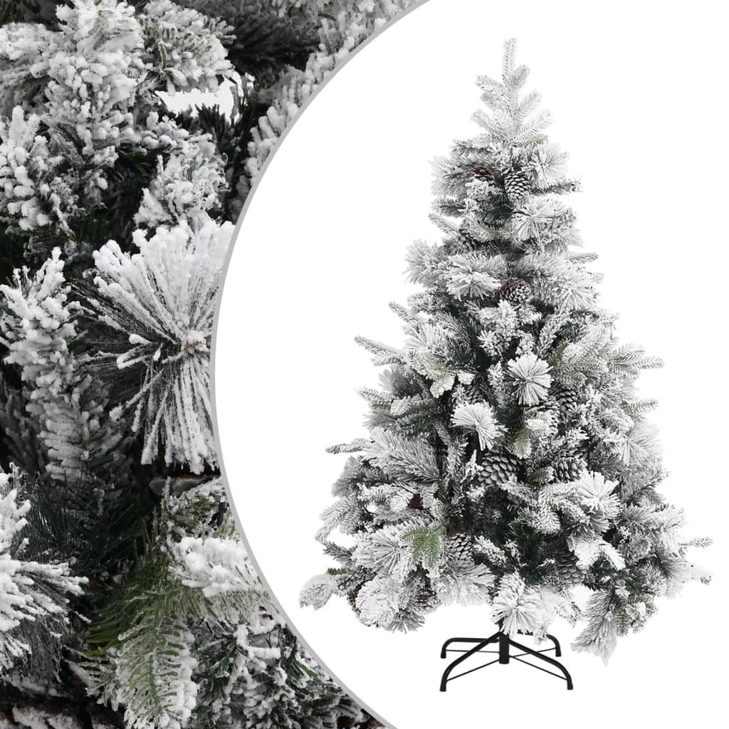furnicato Künstlicher Weihnachtsbaum Weihnachtsbaum mit Zapfen Beschneit 150 cm PVC & PE