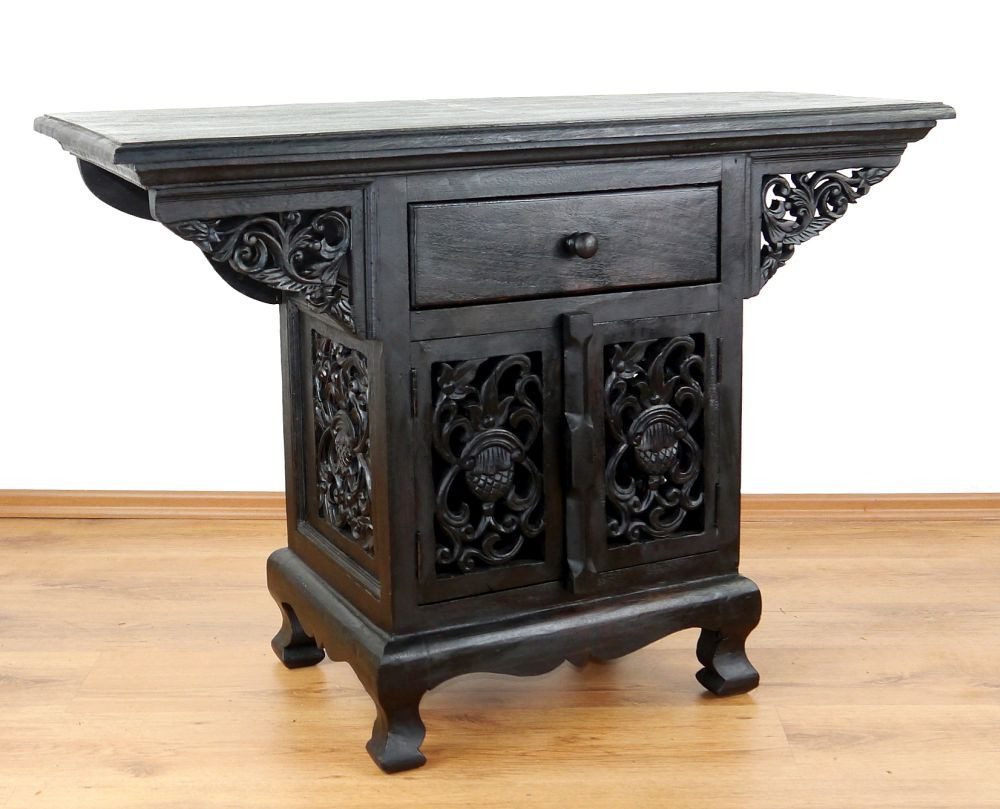 livasia Anrichte Anrichte 100x40x70cm Massivholz Akazie handgeschnitzt aus Thailand