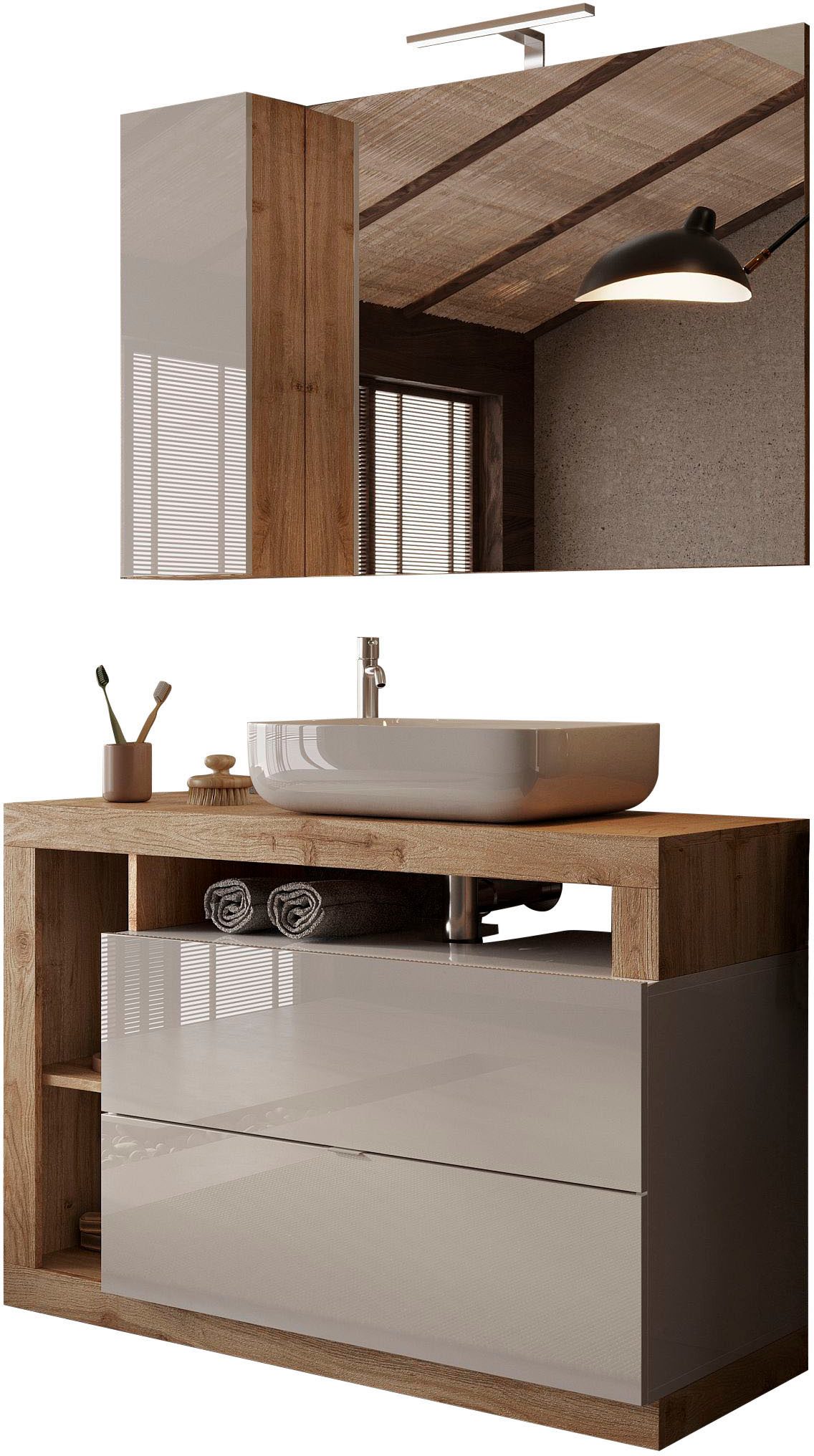 Badmöbel-Set Hamburg, Badezimmerset 2tlg. Breite 110 cm, Badmöbel, Waschtisch inkl.