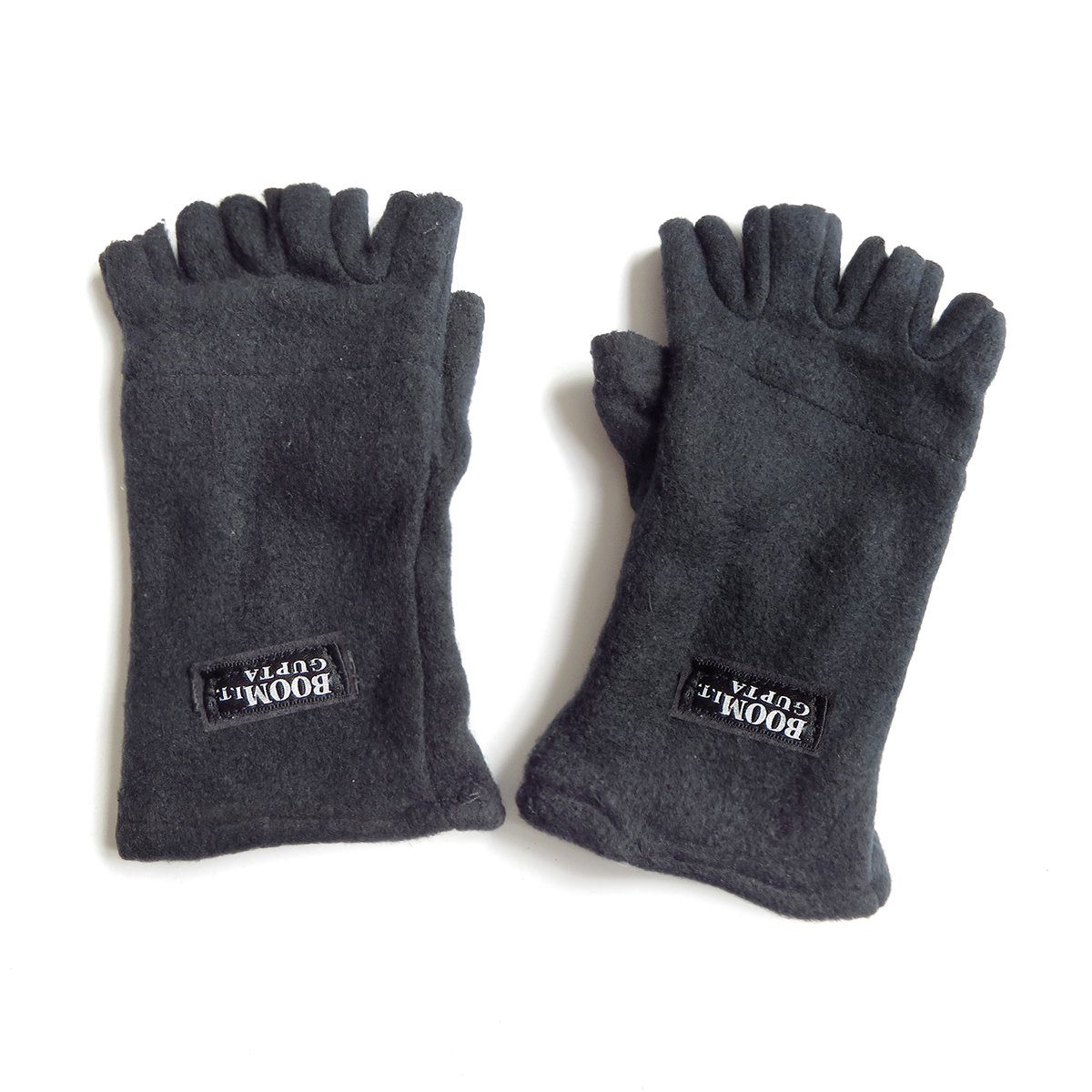 Fleecehandschuhe Gefüttert Sonia Halbfinger Schlicht Unisex Originelli schwarz Winter Halbfinger Strickhandschuhe