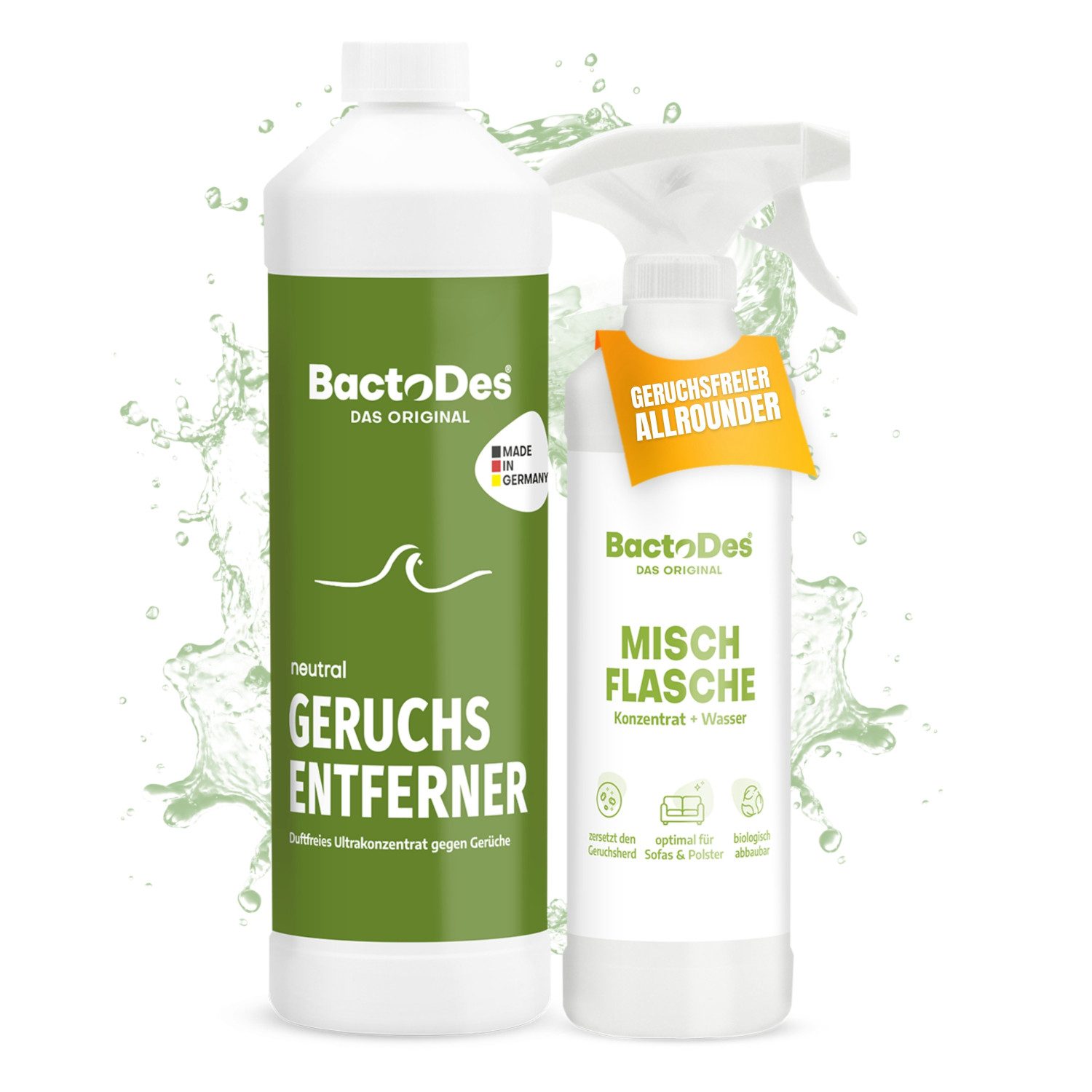 BactoDes Geruchsentferner BactoDes® Neutral (Konzentrat inkl. 1 Misch- und Sprühflasche)