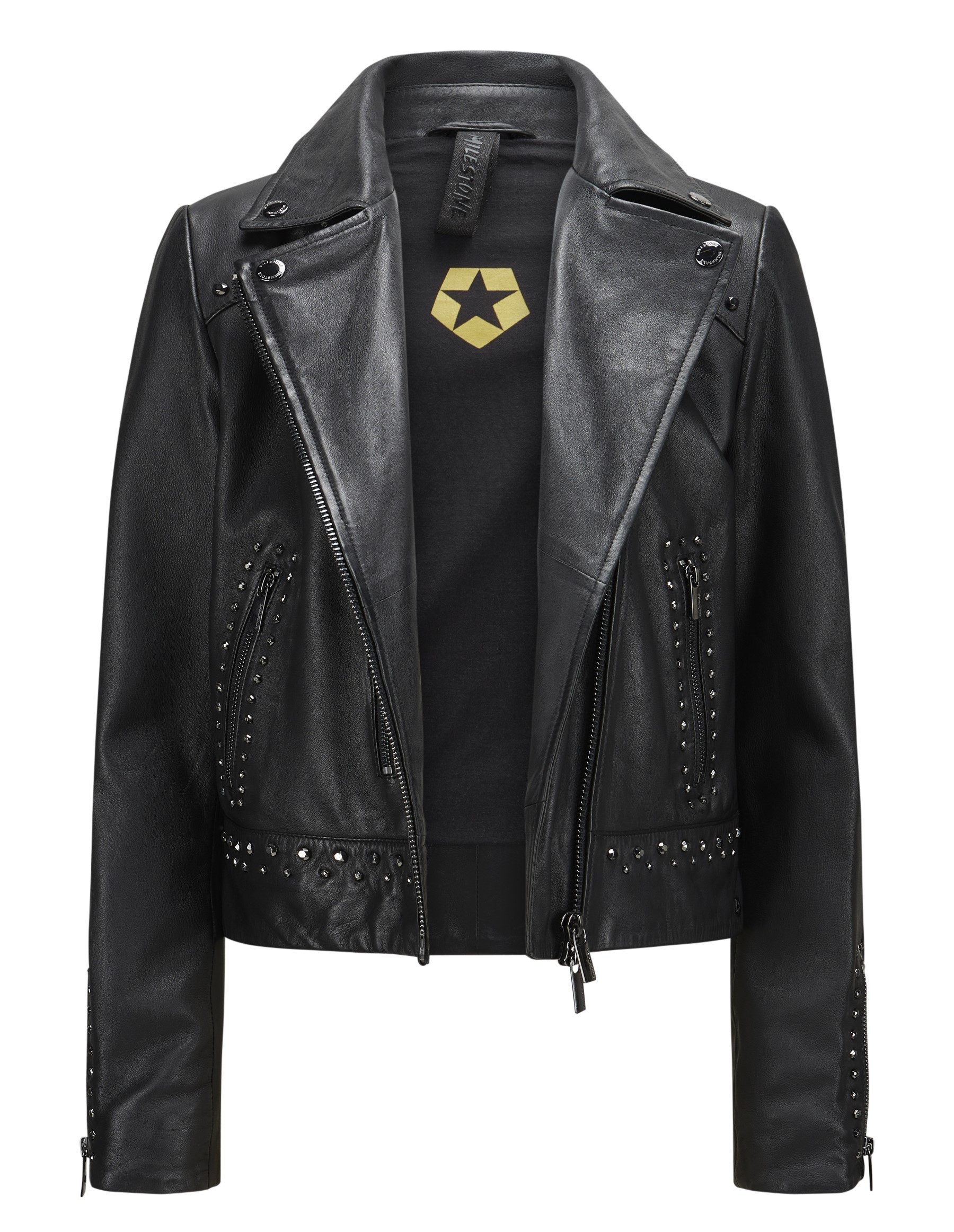 Milestone Lederjacke MSFaye rockige Bikerjacke mit Nieten aus Lammleder