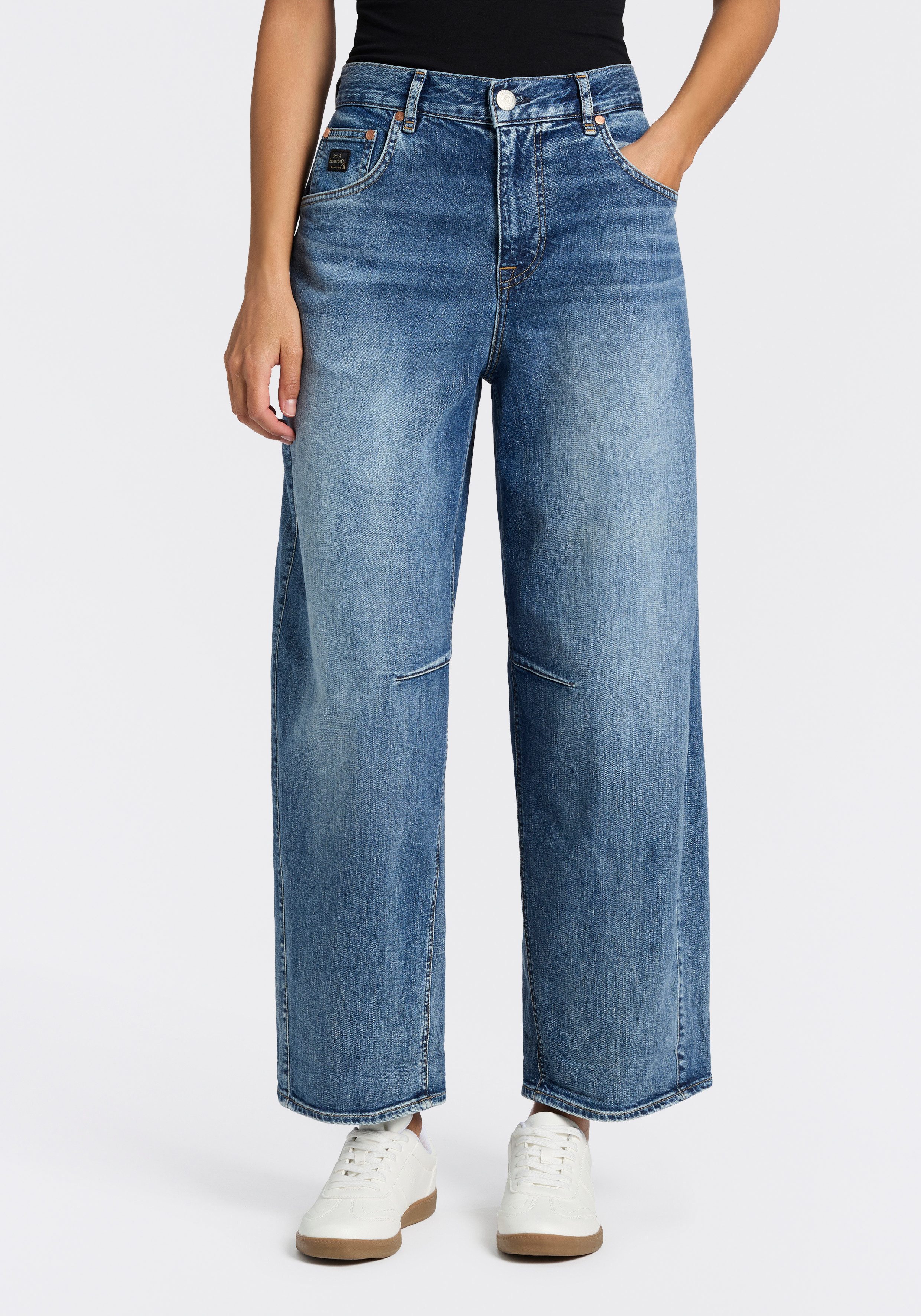 Herrlicher 5-Pocket-Jeans Barrow Denim Stretch im Barrel Fit, hoher Bund