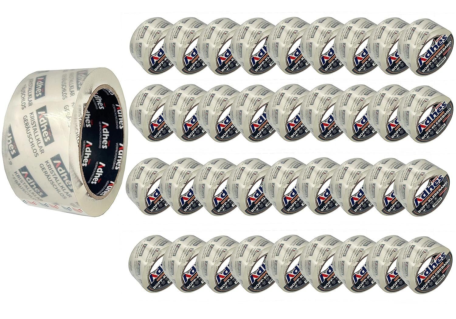 Adhes Tape Klebeband Super Transparent LEISE Paketband (36 Rollen Kristal-Klar Verpackungsband, 36-St., Je Rolle Dicke 65um, 50mx50mm) Starke Klebrigkeit, Hohe Leistungsfähigkeit