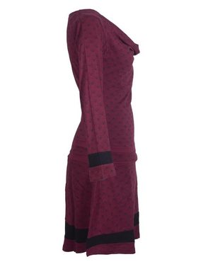 Vishes Jerseykleid Lagen-Look Jersey-Kleid Bedruckt Wasserfall-Kragen Hippie, Boho, Goa Elfen Style