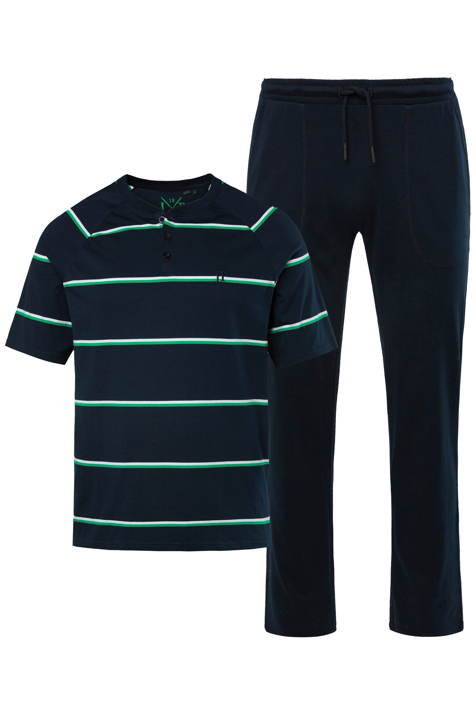 JP1880 Schlafanzug Schlafanzug Zweiteiler geringeltes Henley günstig online kaufen