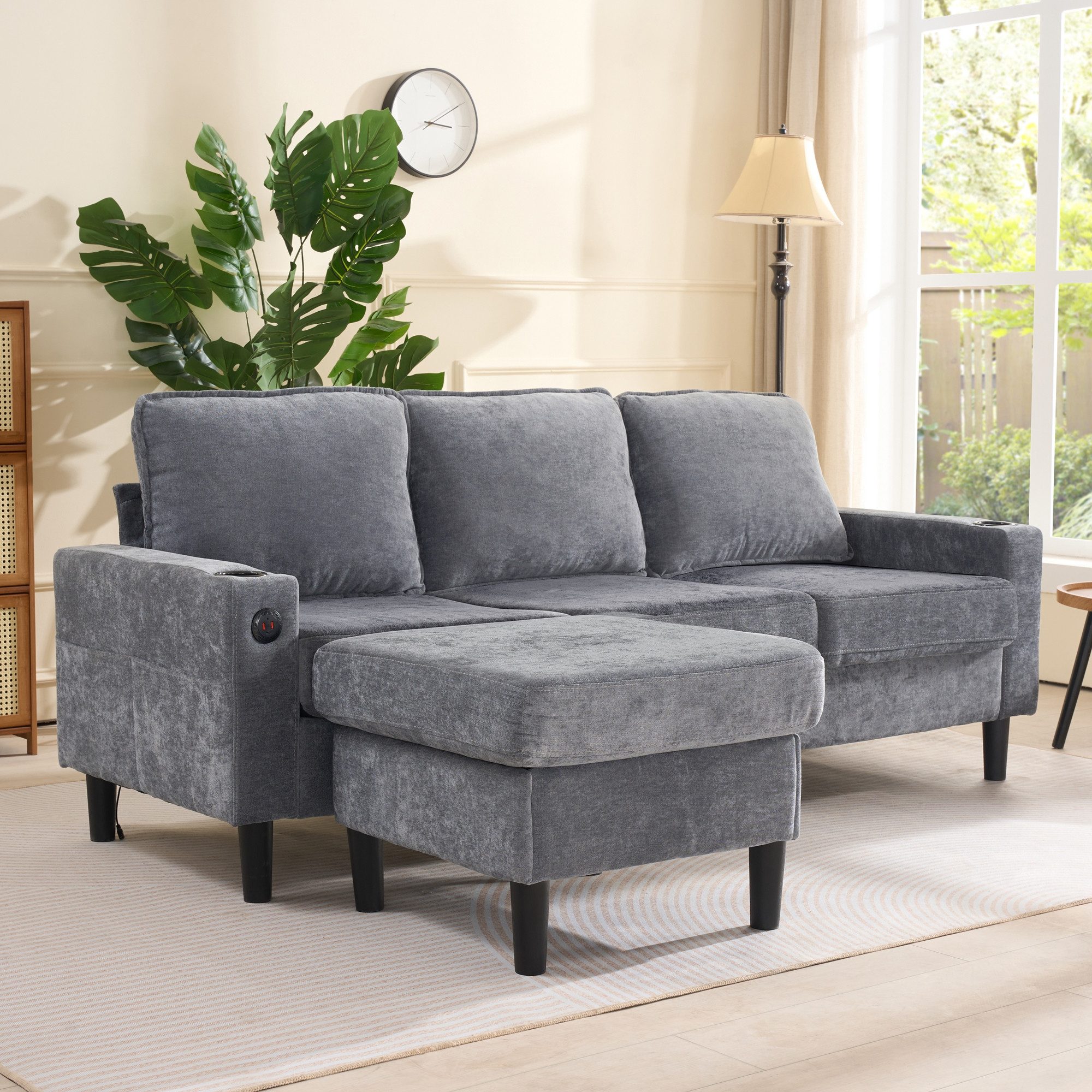 Merax Schlafsofa 3-Sitzer-Sofa mit USB & Typ-C-Anschlüssen, 202*137*80cm 1 günstig online kaufen