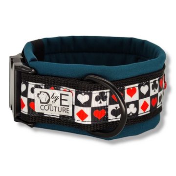 D by E Couture Hunde-Halsband "Pokerface II", gepolstert, verstellbar, 50mm breit, Handmade