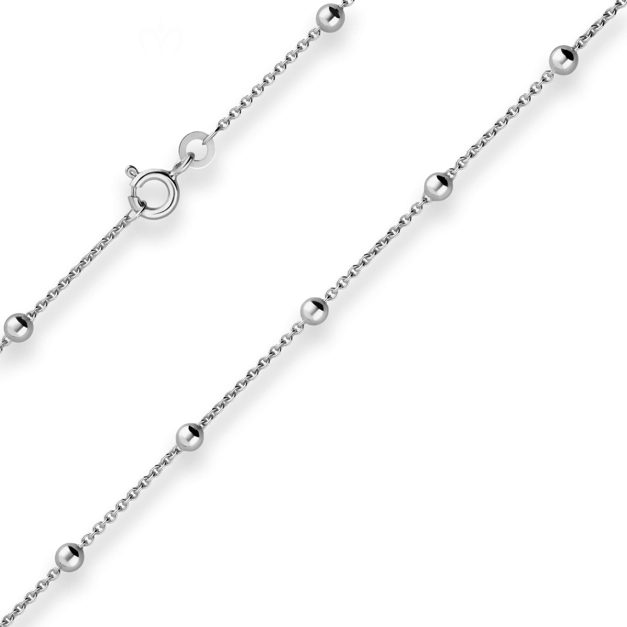 Schmuck Krone Silberkette 1,3mm Rund-Ankerkette Kugel aus 925 Silber rhodiniert 50cm, Silber 925