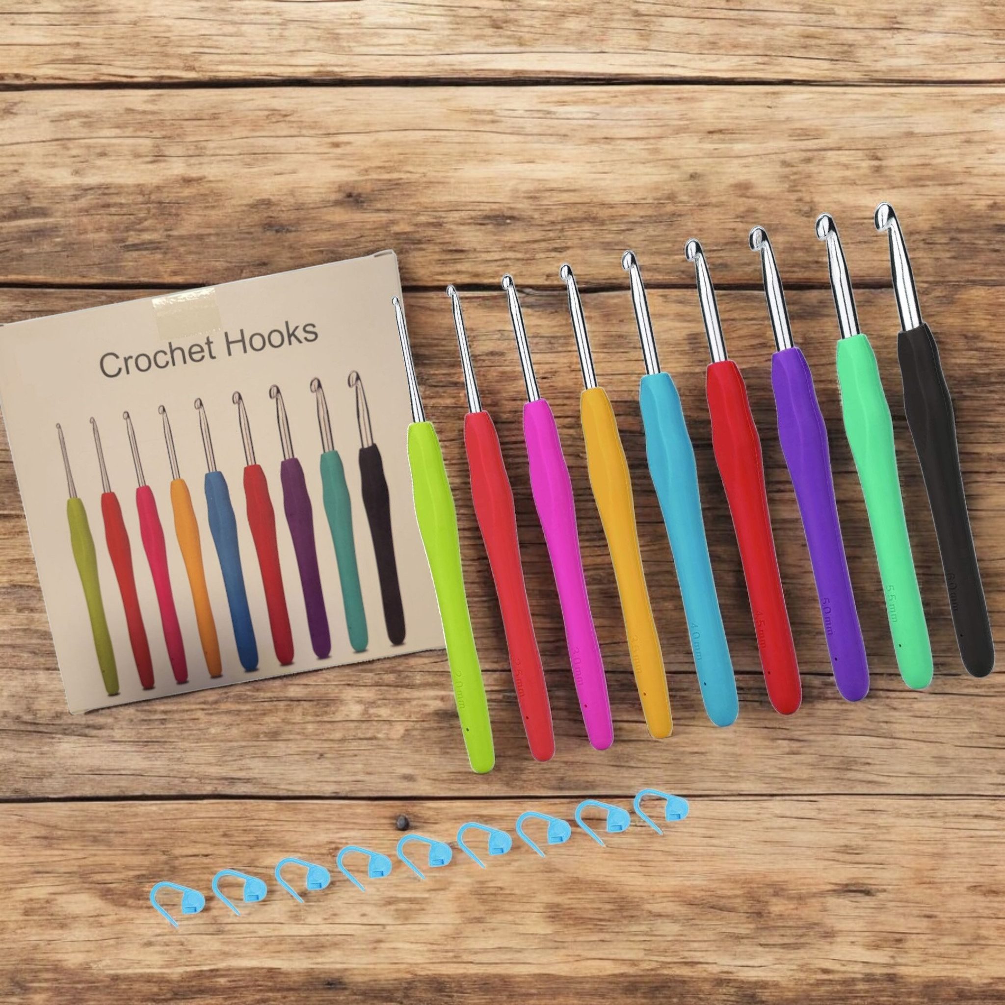 Preis-Shop24 Stricknadeln 9 tlg. Ergonomisches Häkelnadel Set