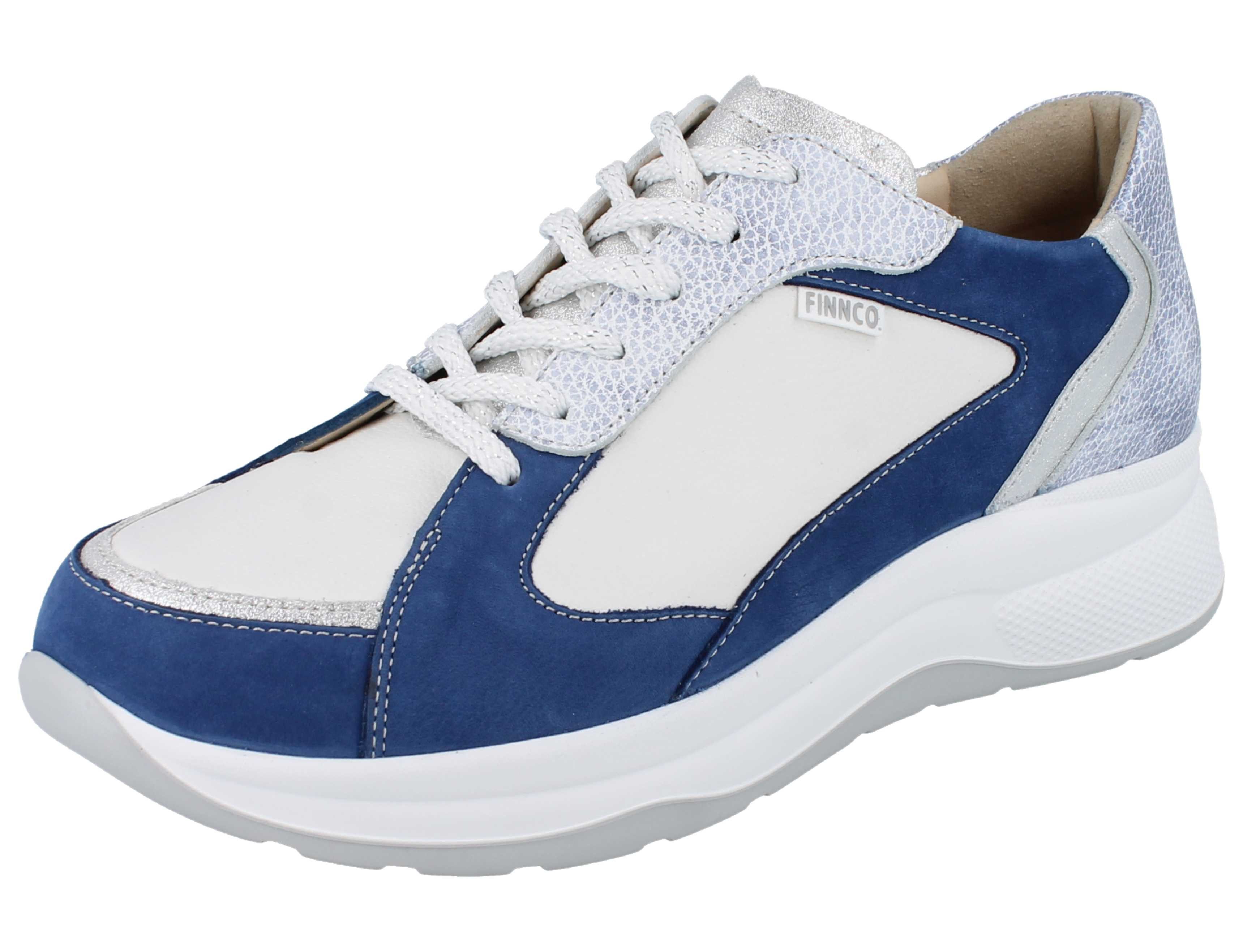 Finn Comfort FINN COMFORT FINNCO Piccadilly Damen Halbschuhe blau weiss Leder - Schnürschuh