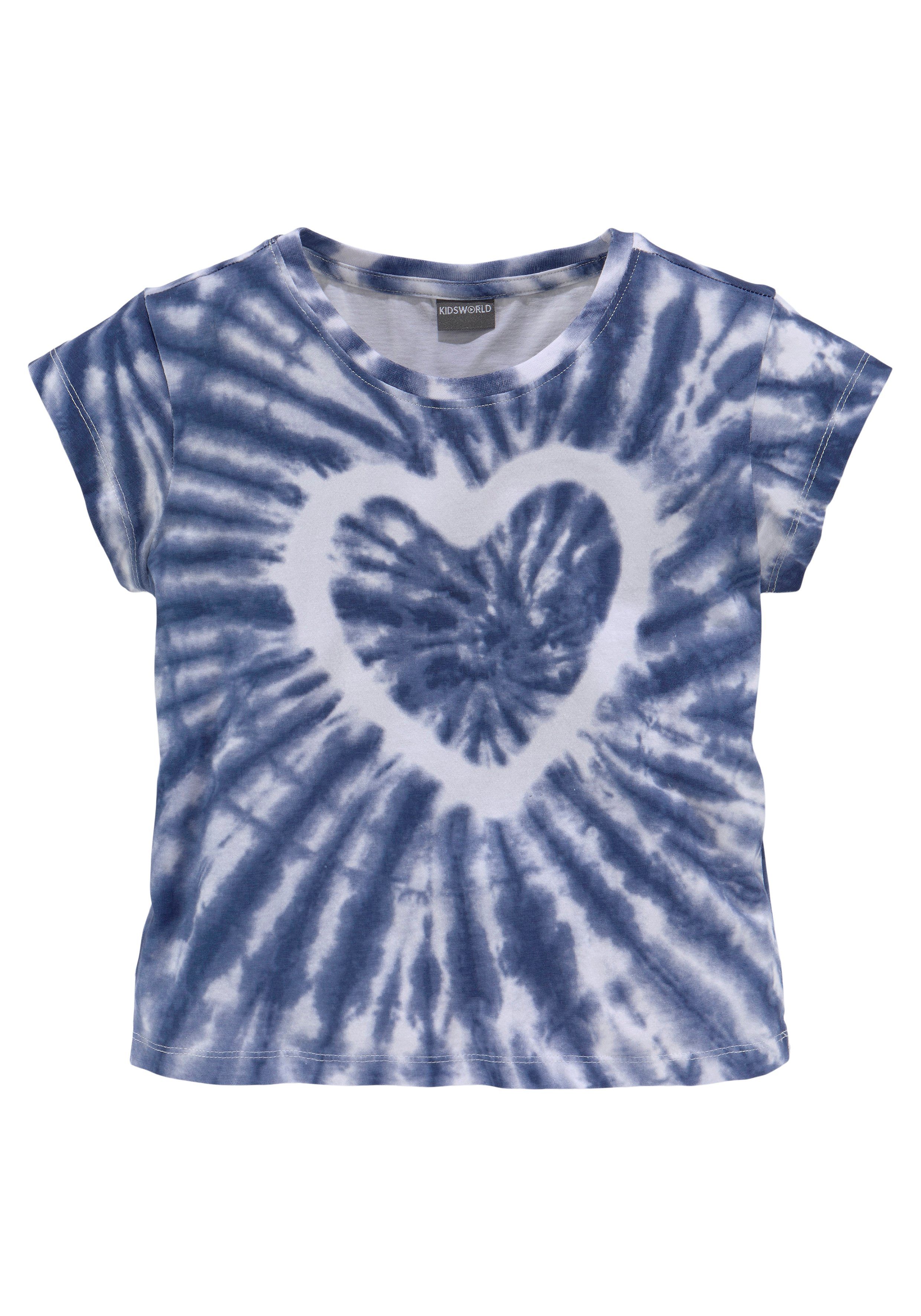 KIDSWORLD T-Shirt modische Herz kurze Batik Form