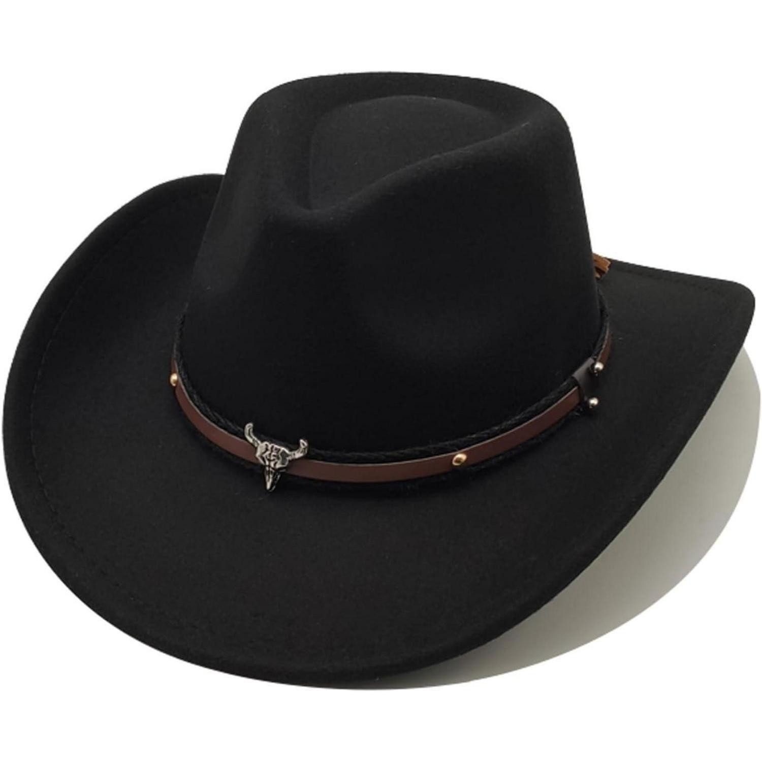 LuxusKollektion Cowboyhut Cowboyhut Westernhut Fedora Herren Damen Einheitsgröße Schwarz 5#