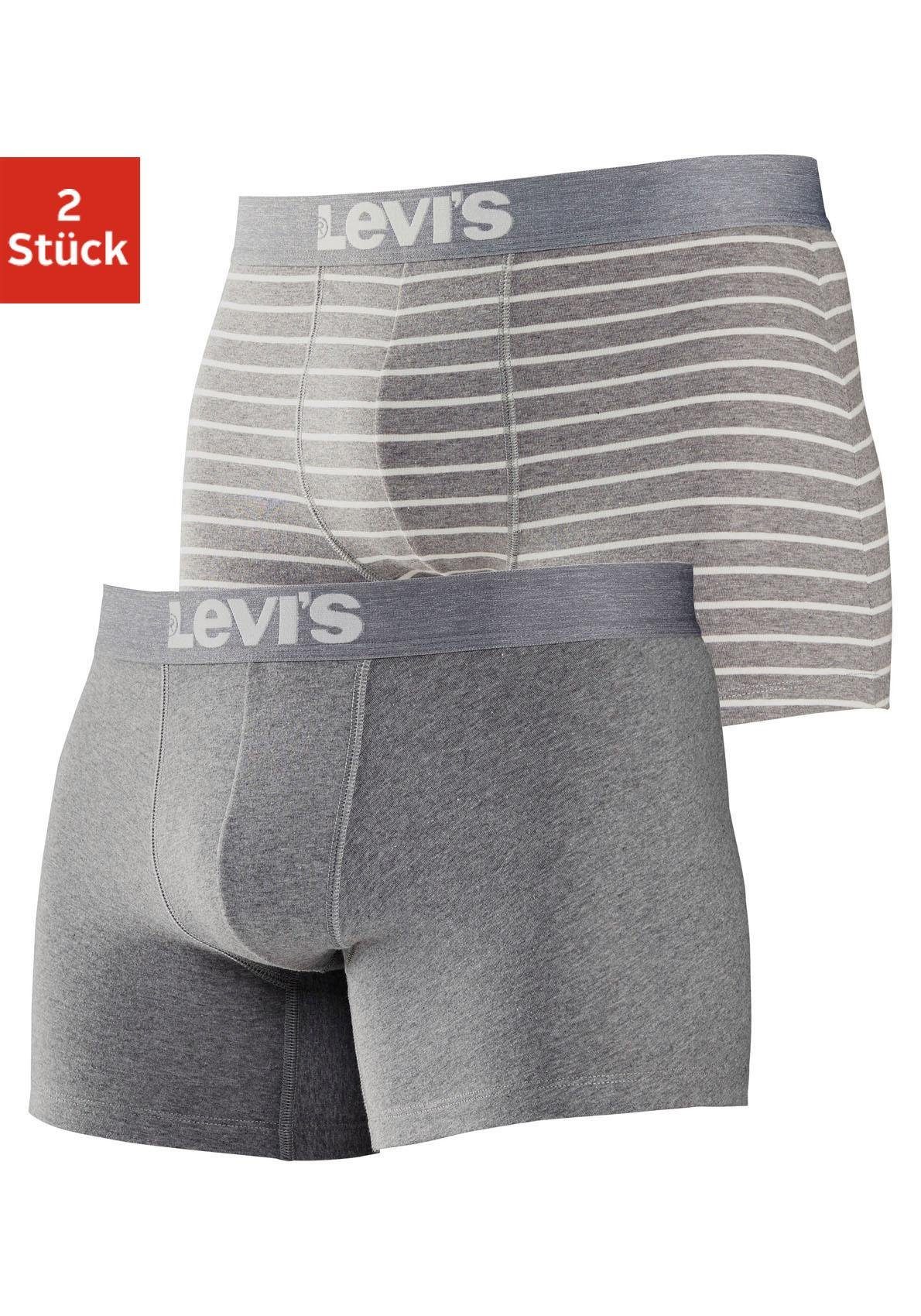 und (Packung, Levi's® grau-meliert, Uni Streifen 2-St) gestreift Boxer