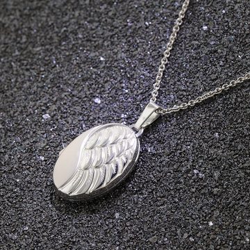 trendor Kette mit Anhänger mit Flügel-Medaillon Silber 925